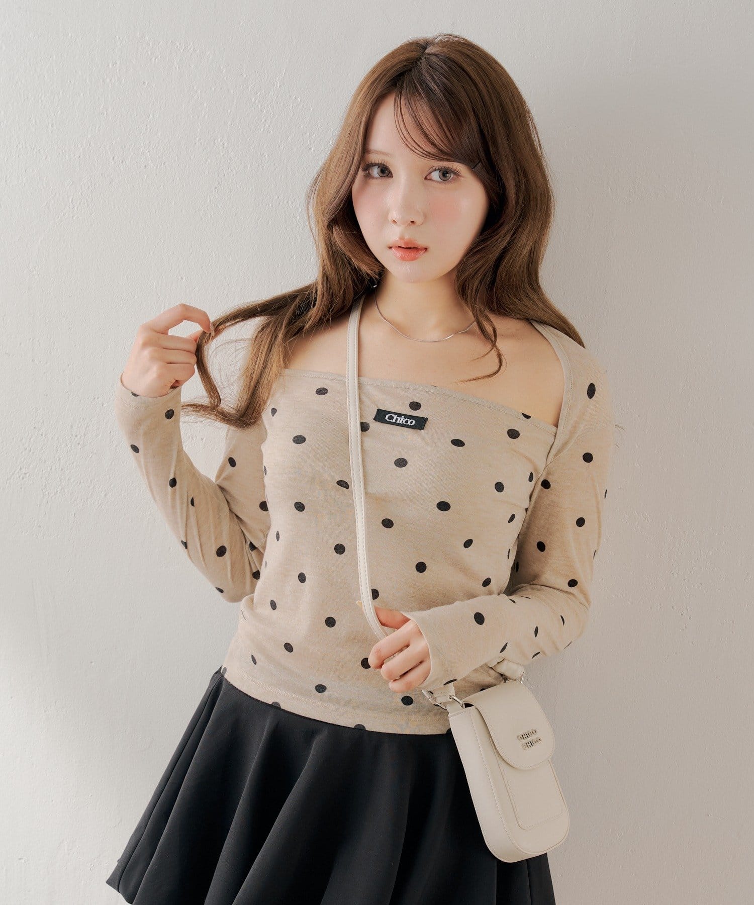 Chico(チコ) スクエアネックドットトップス