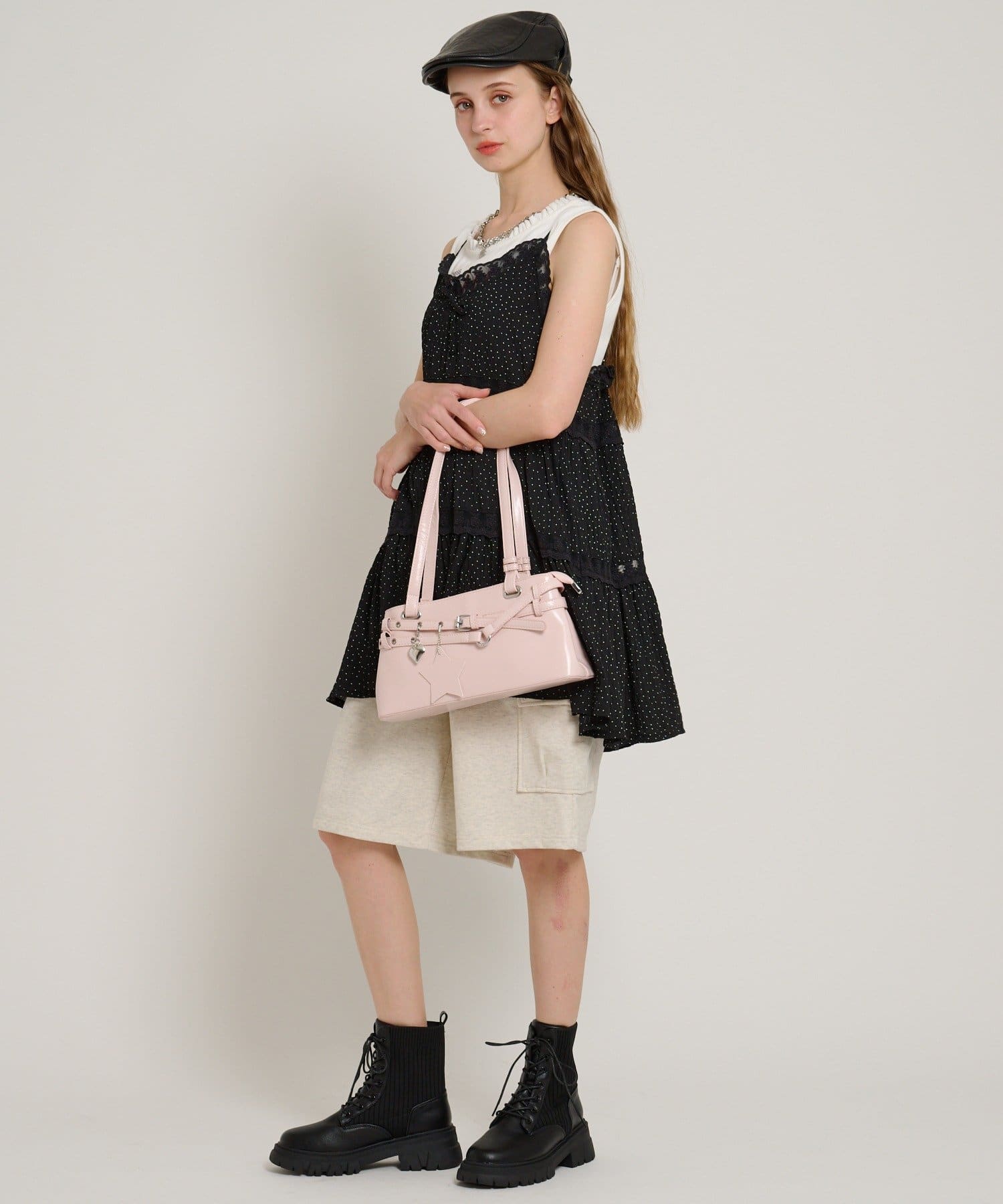 w closet(ダブルクローゼット) 【5色展開/花柄・ドット】レース使いミニキャミワンピース