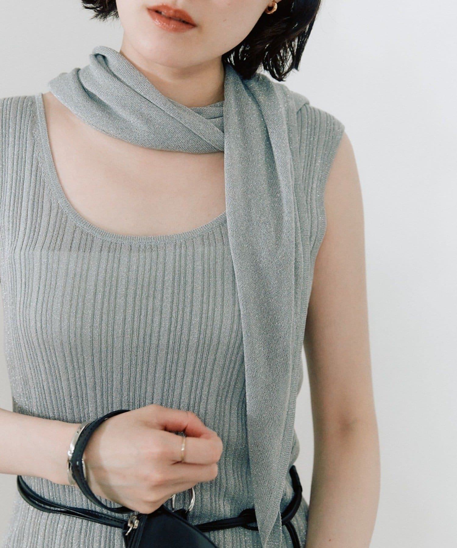 RIVE DROITE(リヴドロワ) 予約【アレンジ自在】ストール付ラメリブタンクトップ