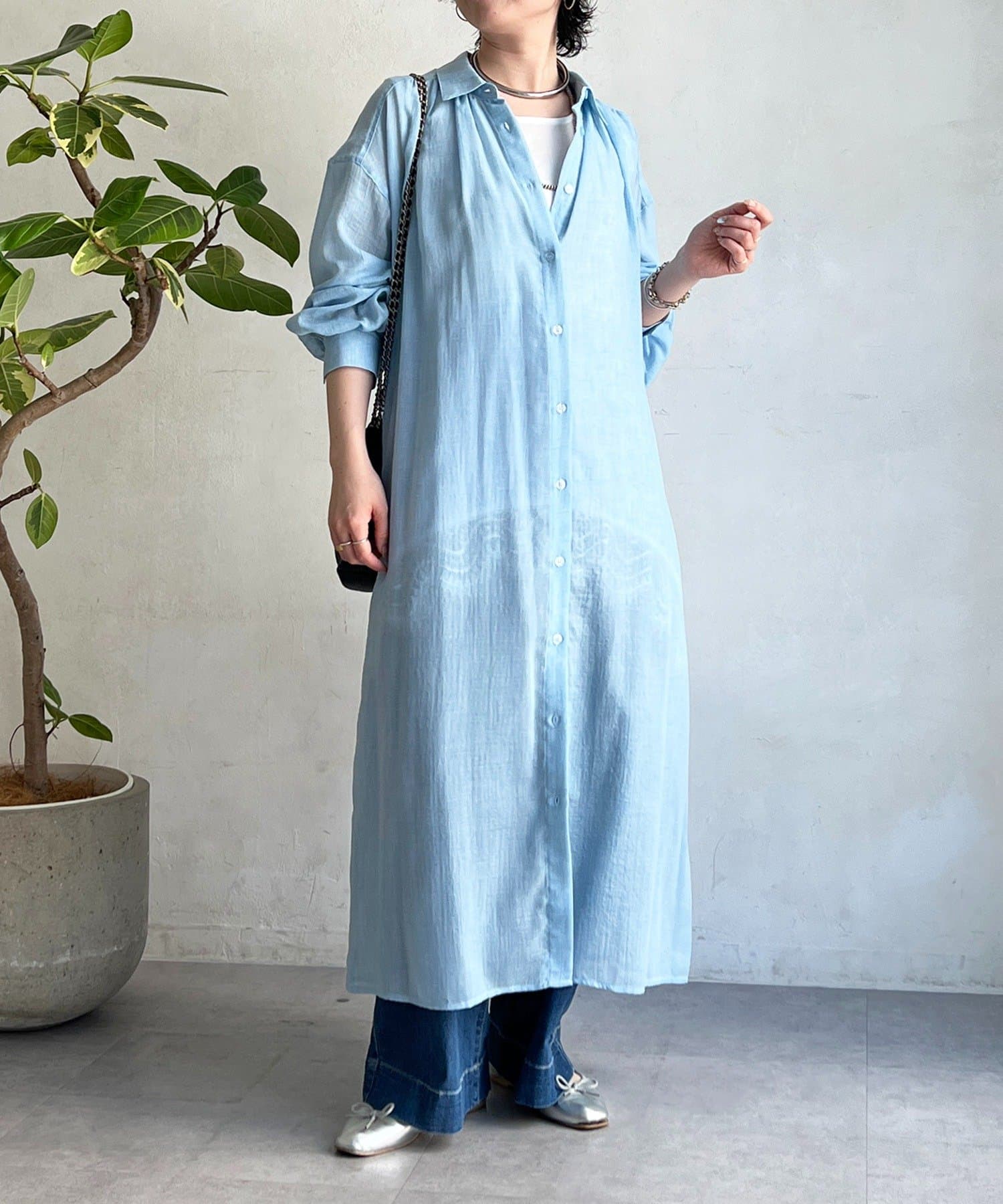 un dix cors(アンディコール) ボイルシャンブレーシャツワンピース