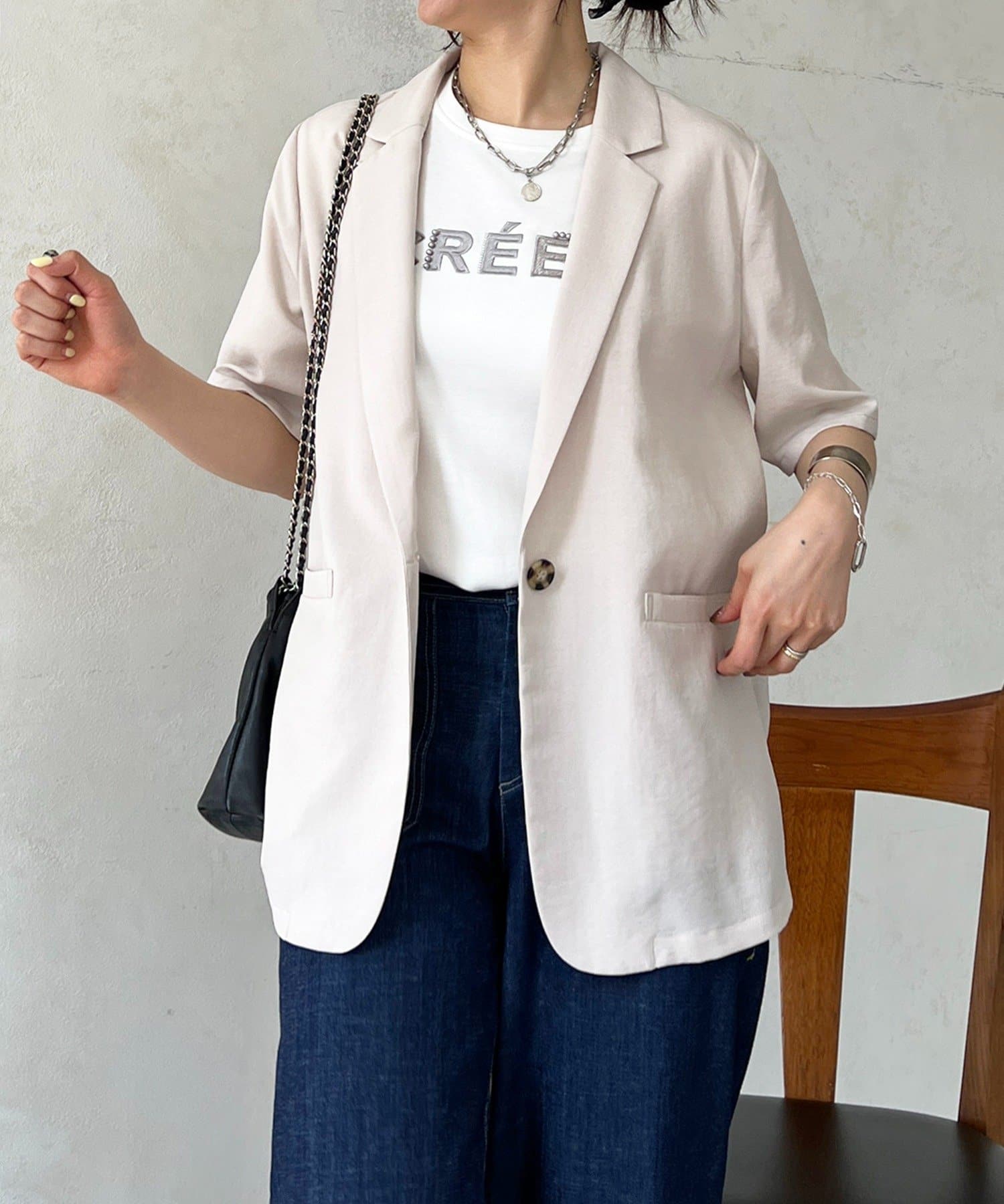 un dix cors(アンディコール) シングルボタン半袖ジャケット