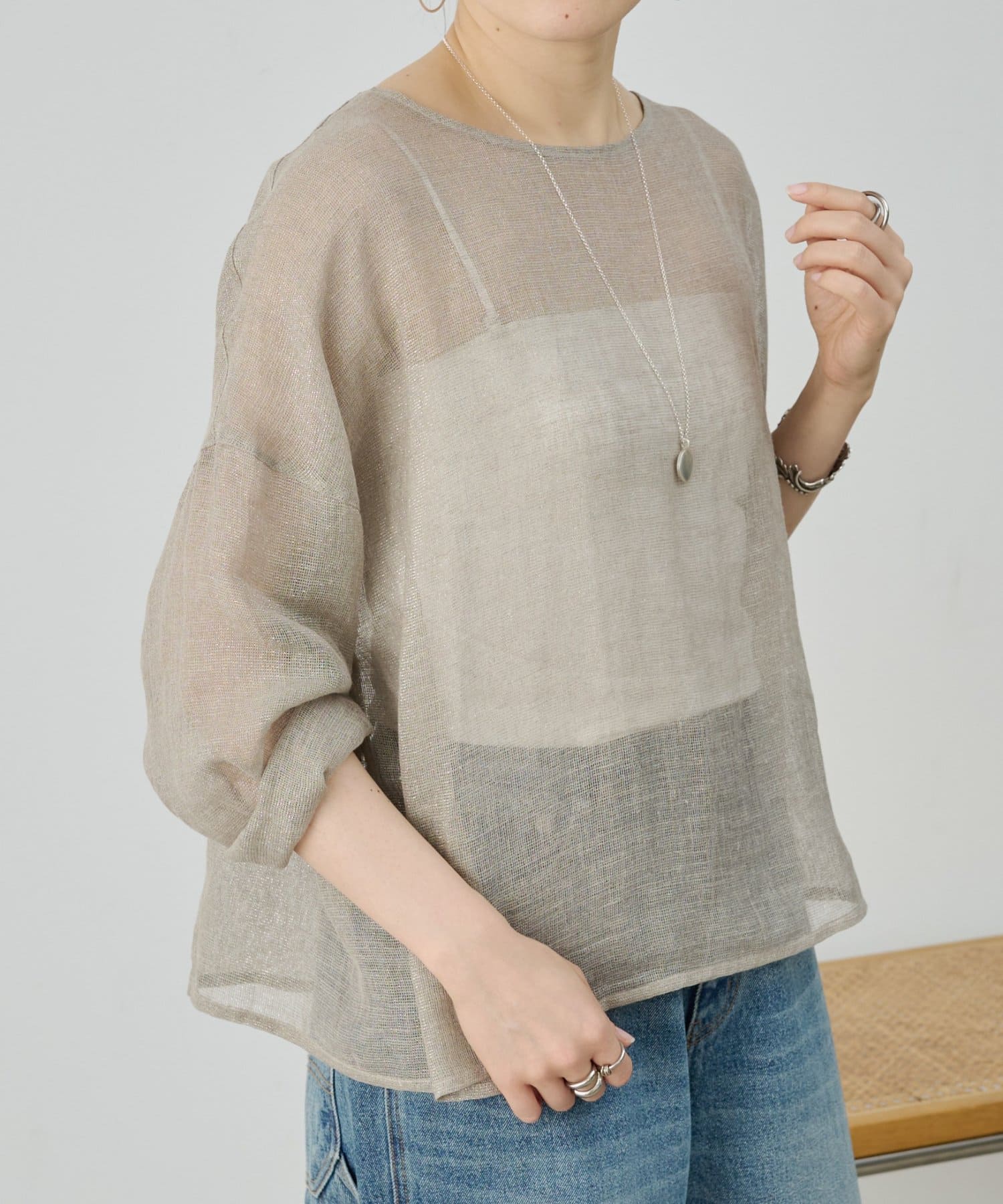 BEARDSLEY(ビアズリー) 《4/1(水)20：00予約開始》ラメリネンメッシュプルオーバー