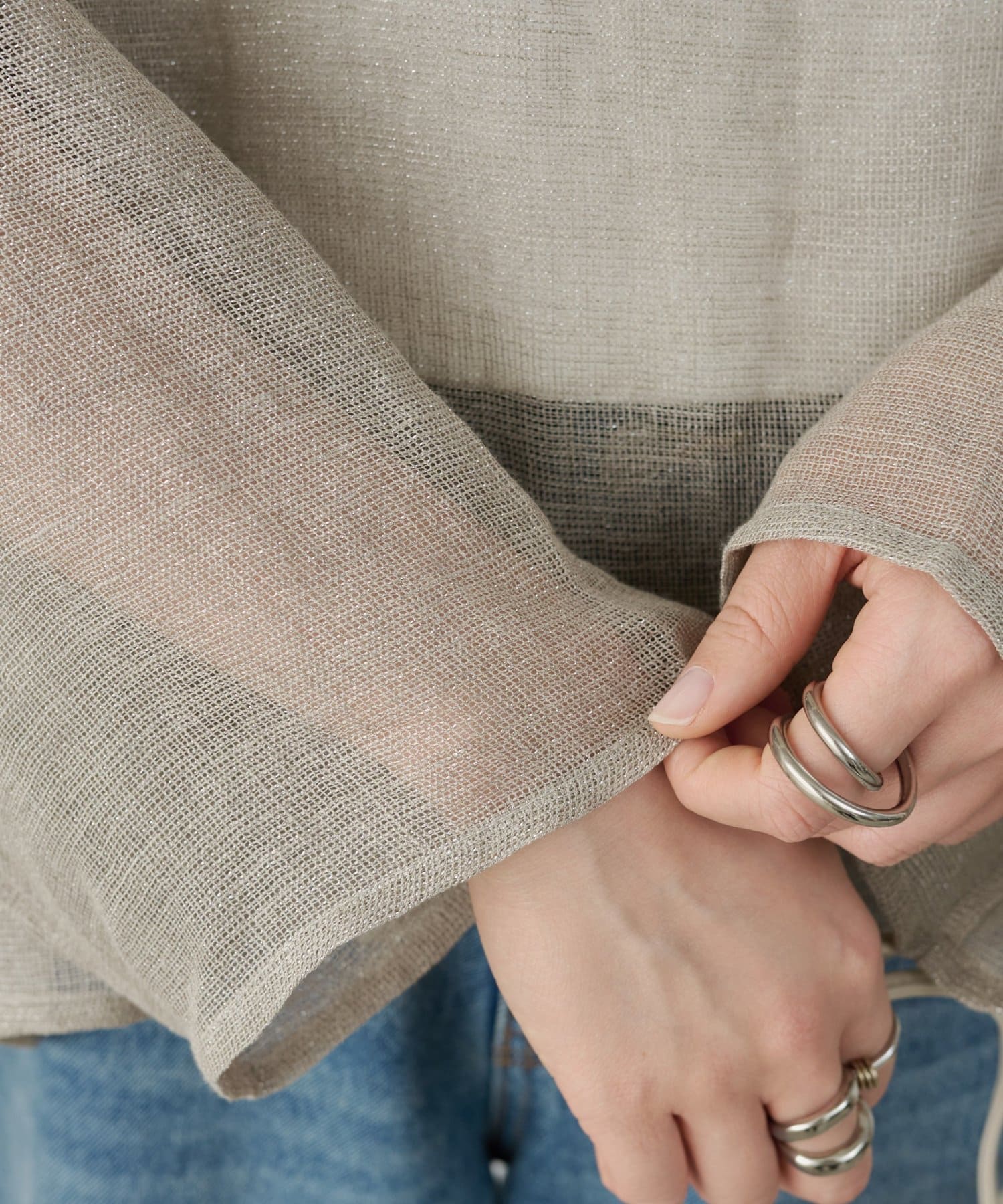 BEARDSLEY(ビアズリー) 《4/1(水)20：00予約開始》ラメリネンメッシュプルオーバー