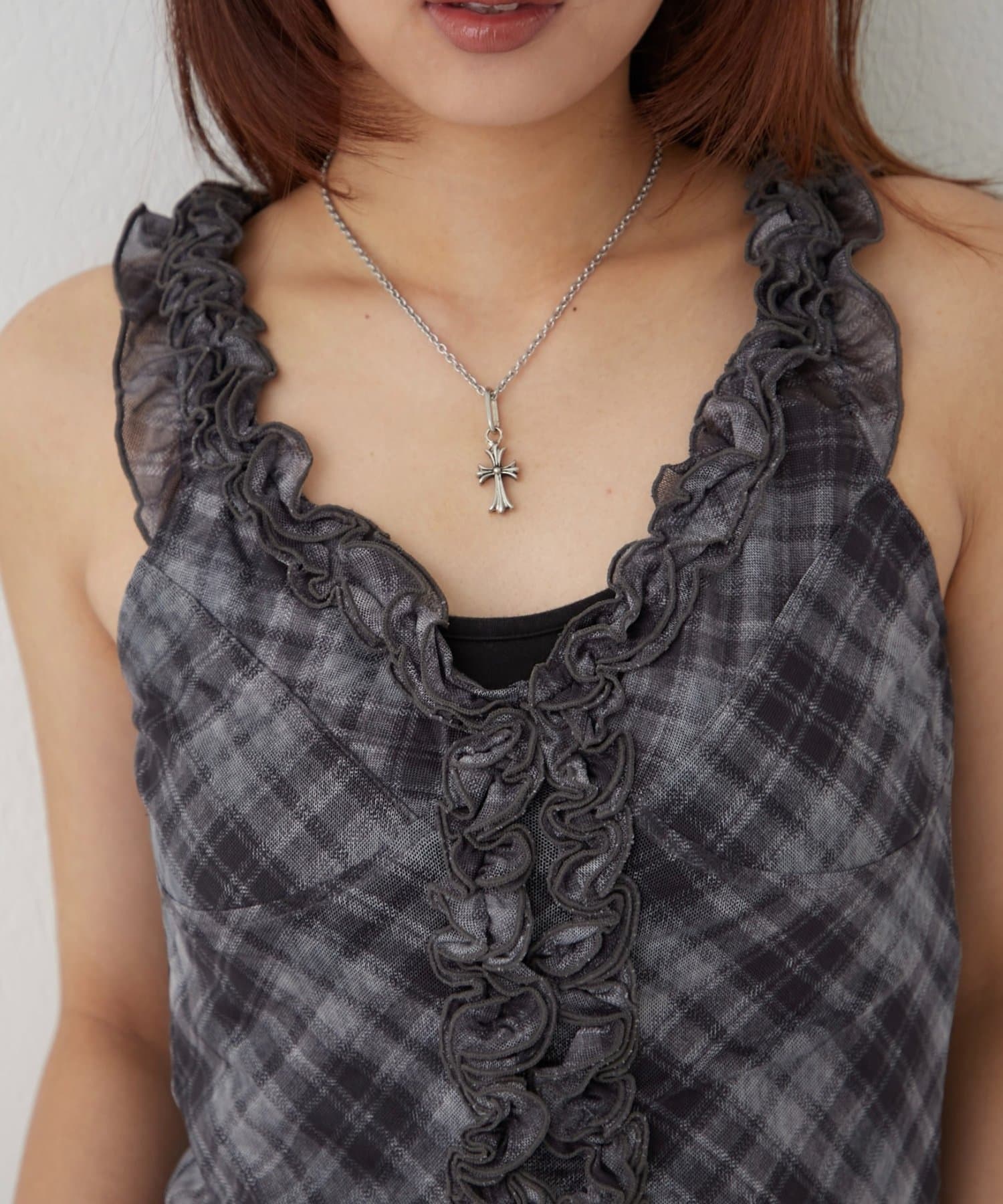 WHO’S WHO gallery(フーズフーギャラリー) センターフリルキャミ(チェック柄/ドット柄)