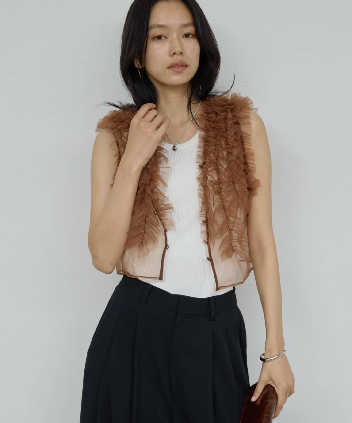 GALLARDAGALANTE(ガリャルダガランテ) チュールフリルブラウス