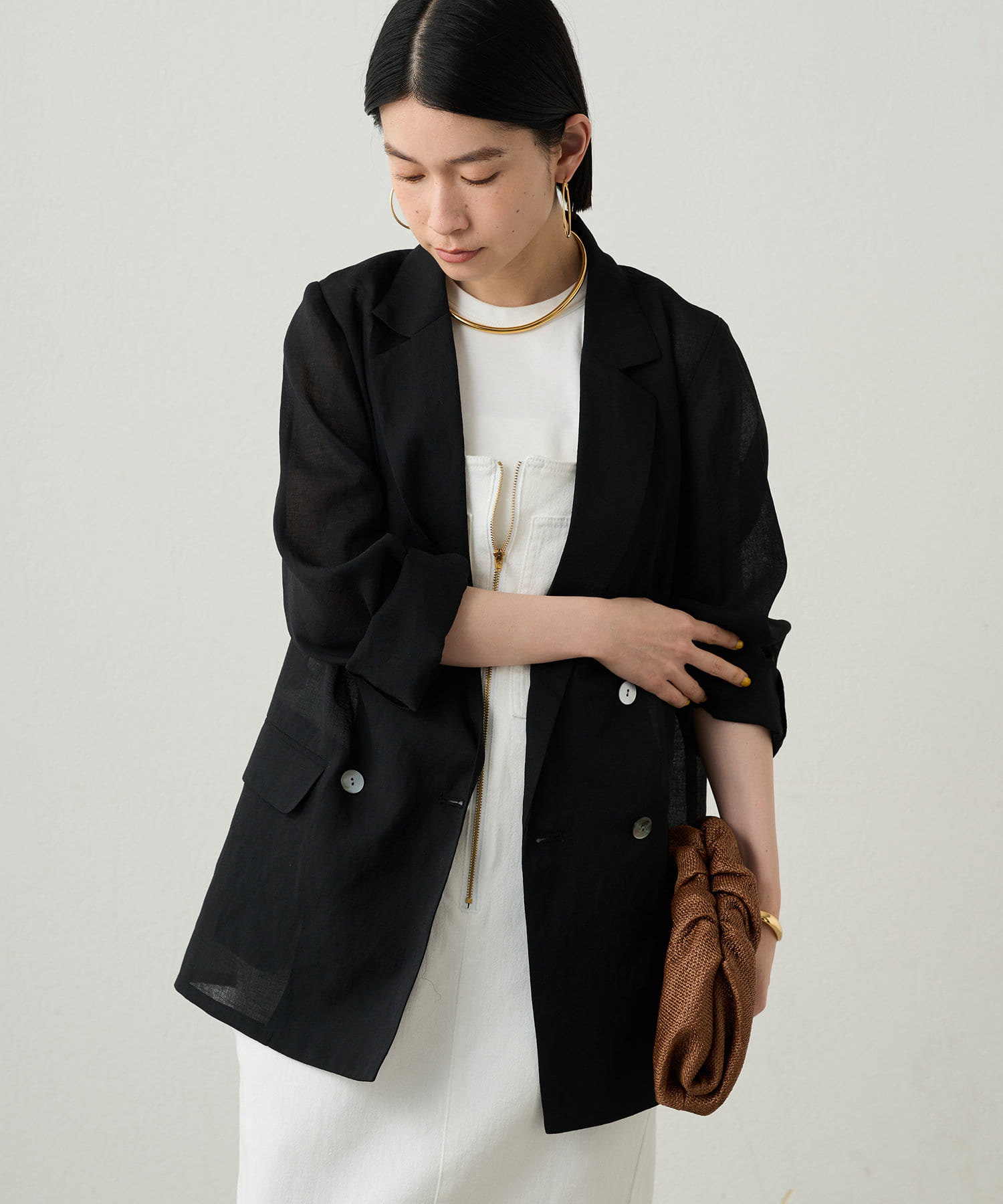 OUTLET(アウトレット) 【Loungedress】リネンライクシアージャケット