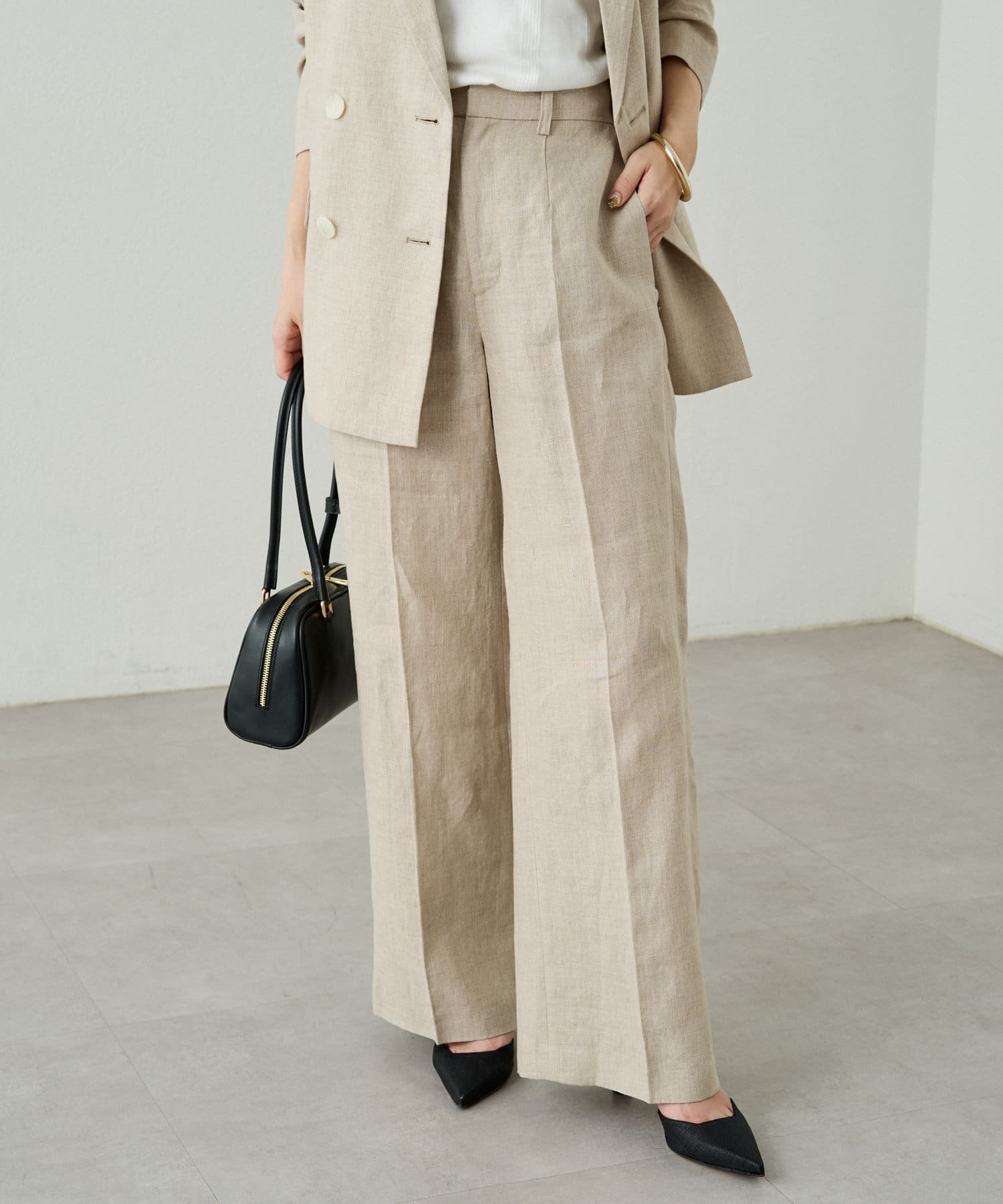 OUTLET(アウトレット) 【Loungedress】リネンフレアパンツ