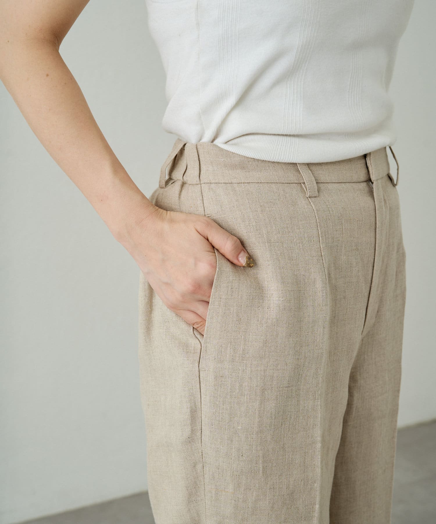 OUTLET(アウトレット) 【Loungedress】リネンフレアパンツ