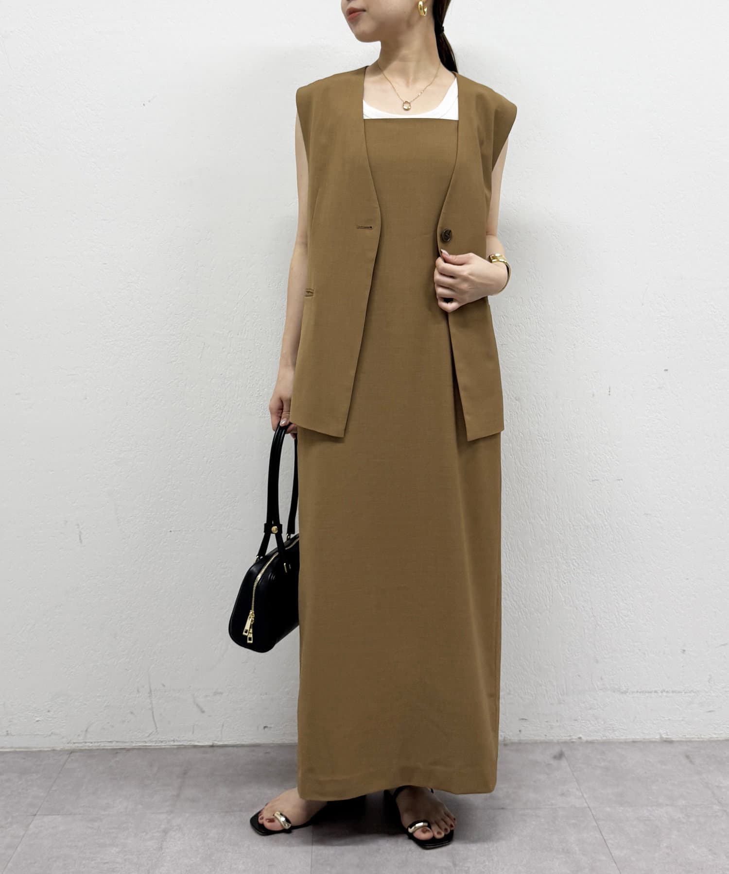 OUTLET(アウトレット) 【Loungedress】リネンライクキャミワンピース