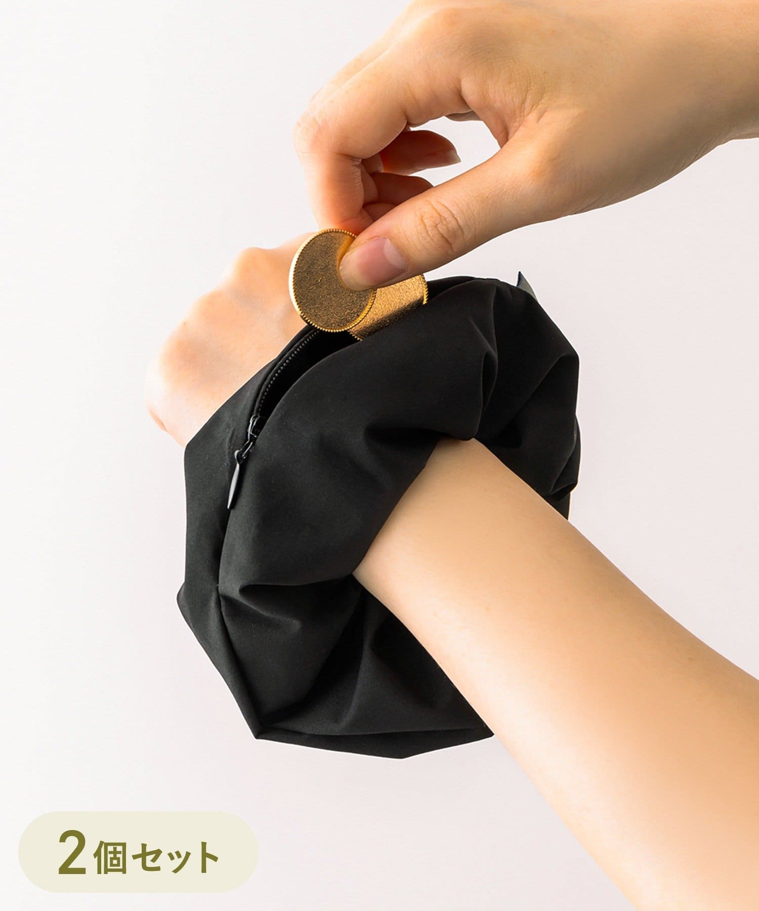 3COINS(スリーコインズ) 《撥水加工》トラベルセキュリティシュシュ2個セット