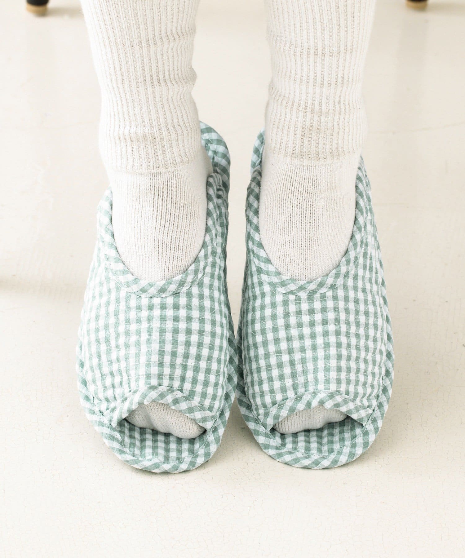 3COINS(スリーコインズ) オテガルスリッパギンガムチェック