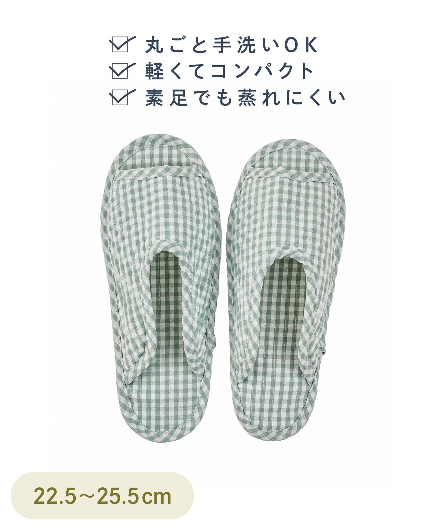 3COINS(スリーコインズ) オテガルスリッパギンガムチェック