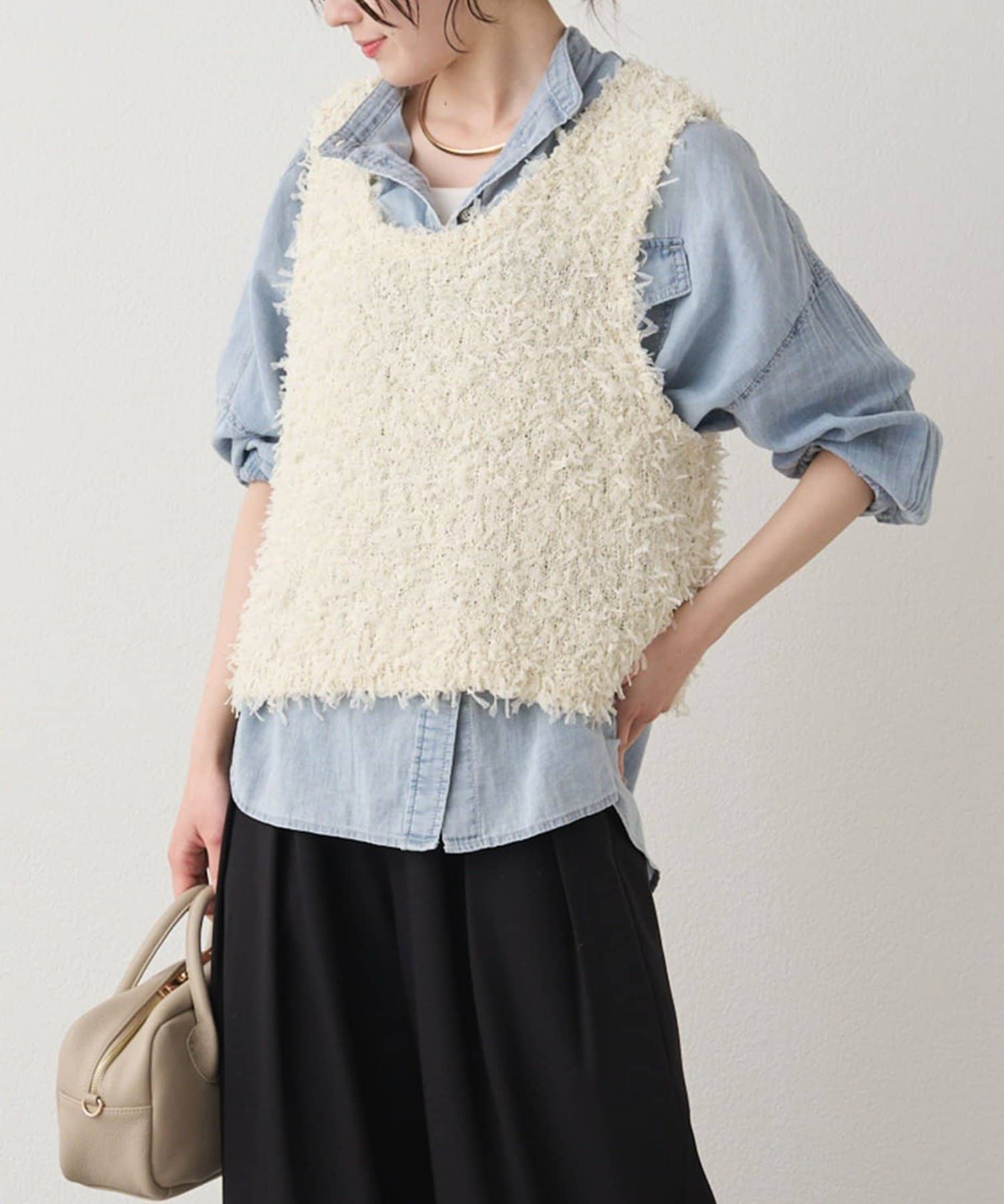 PUAL CE CIN(ピュアルセシン) リボンヤーンビスチェ