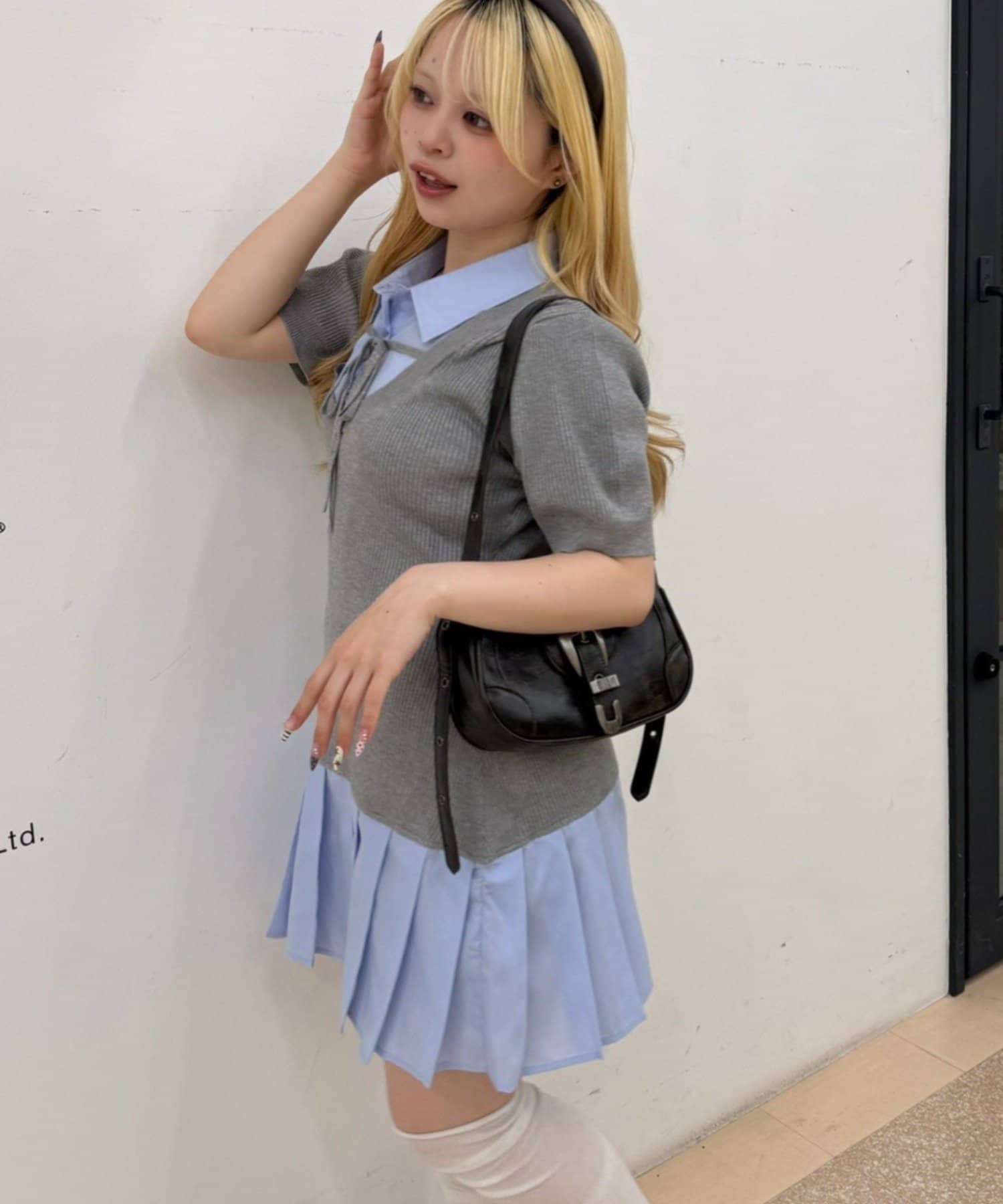 NICE CLAUP / OLIVE des OLIVE OUTLET(ナイスクラップ  / オリーブ デ オリーブ アウトレット) 【continuer】裾プリーツドッキングニットワンピース