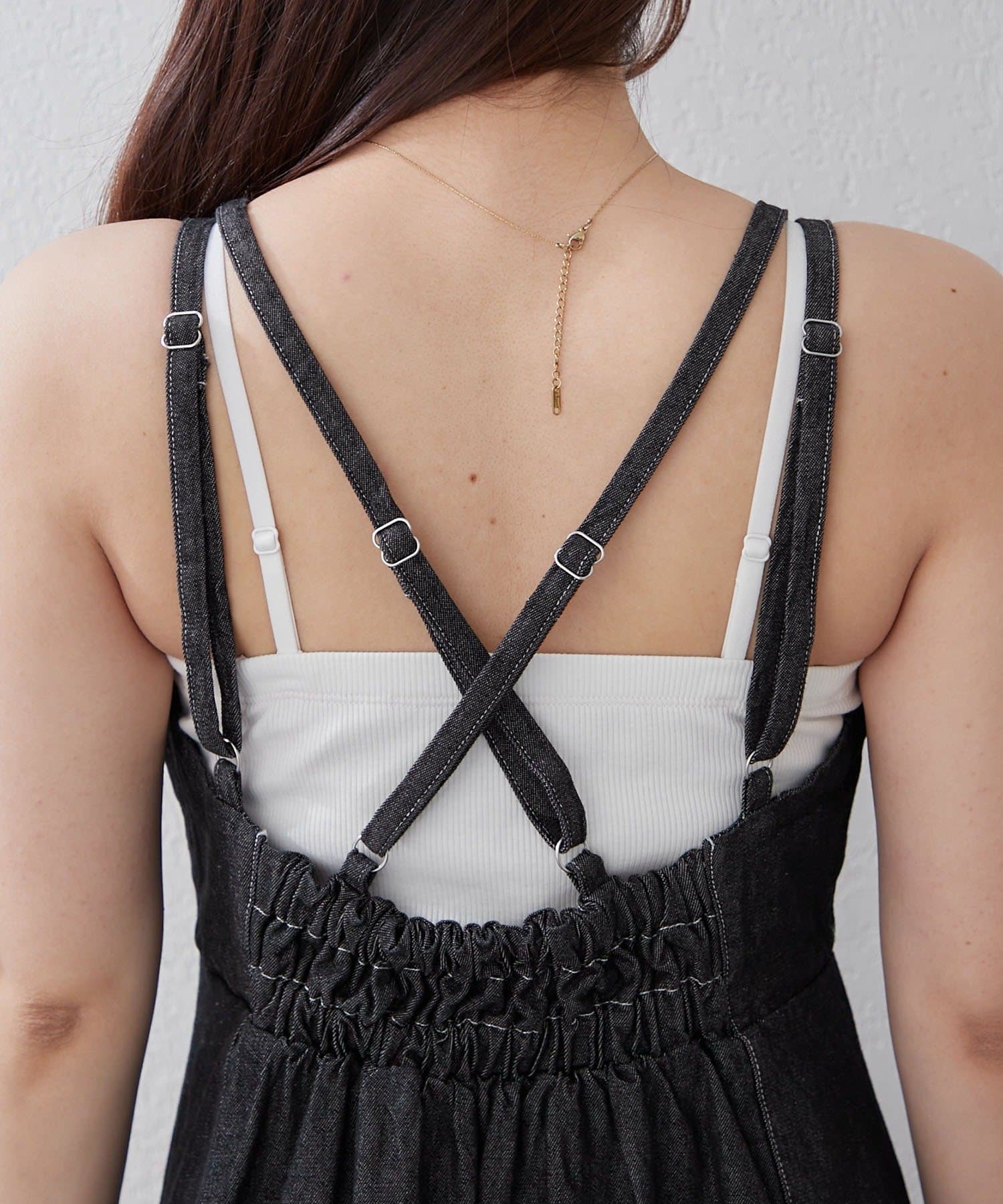 Remind me and forever(リマインドミーアンドフォーエバー) 【きれいめセットアップ】デニム5分袖ブルゾン＋キャミワンピース