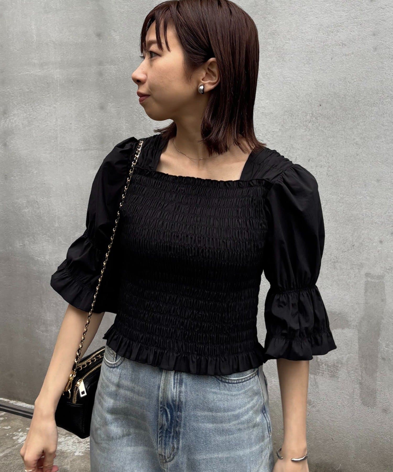 LOUNGEDRESS(ラウンジドレス) 【PUFRILL/パフリル】シャーリングブラウス