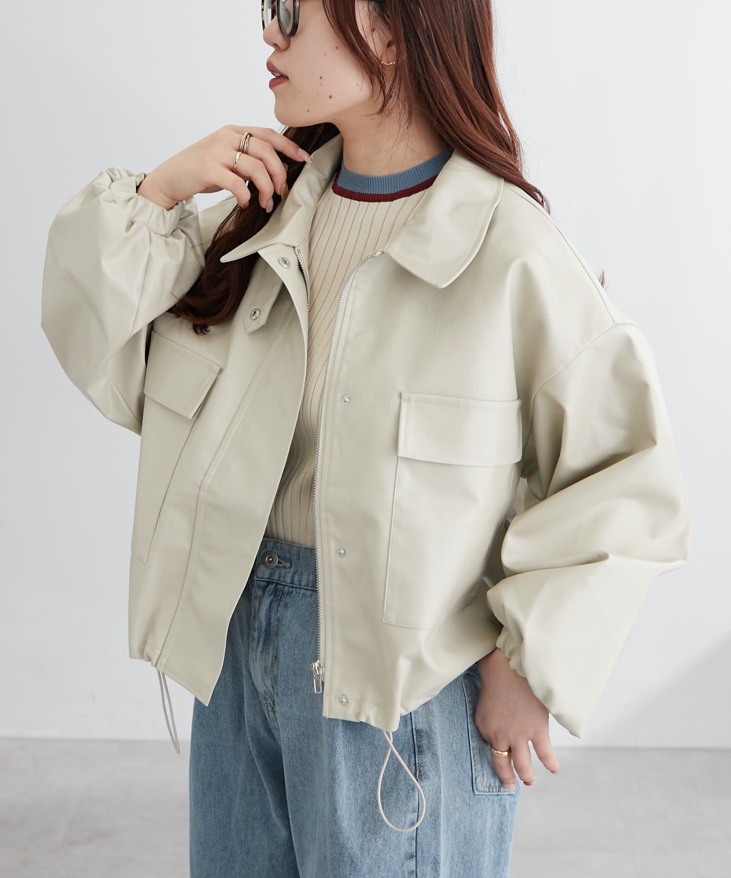 RMAF】合皮ショートブルゾン | NICE CLAUP / OLIVE des OLIVE OUTLET