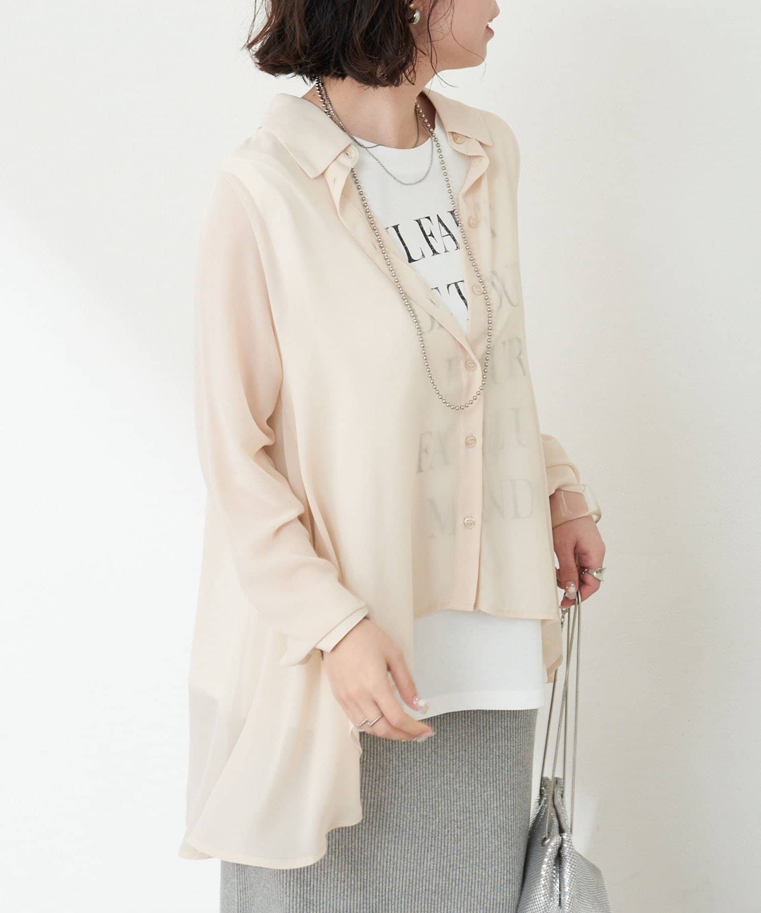 NICE CLAUP / OLIVE des OLIVE OUTLET(ナイスクラップ  / オリーブ デ オリーブ アウトレット) 【RMAF】シフォン前後差ブラウス