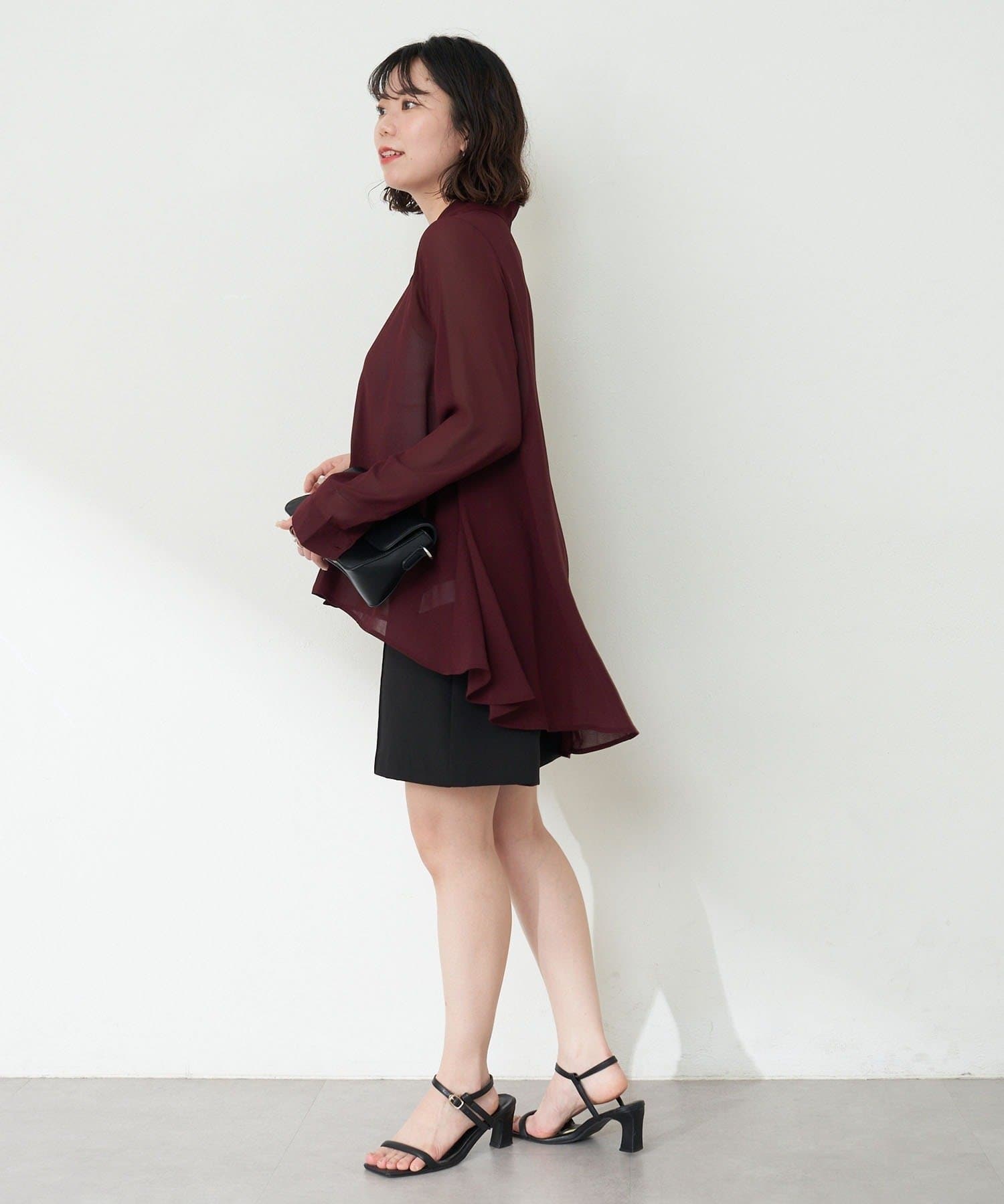 NICE CLAUP / OLIVE des OLIVE OUTLET(ナイスクラップ  / オリーブ デ オリーブ アウトレット) 【RMAF】シフォン前後差ブラウス