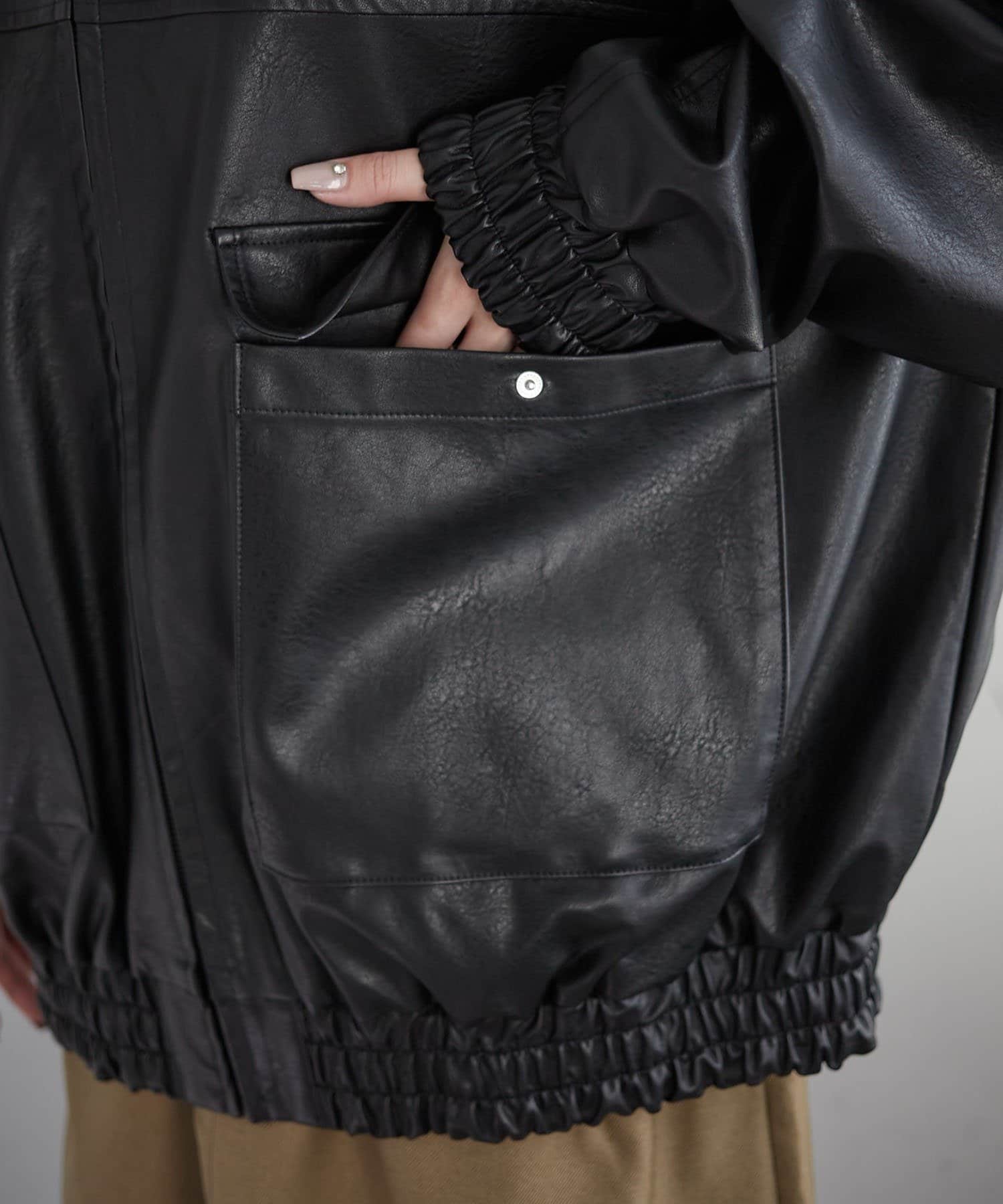 NICE CLAUP / OLIVE des OLIVE OUTLET(ナイスクラップ  / オリーブ デ オリーブ アウトレット) 【RMAF】ヴィンテージ加工合皮ブルゾン