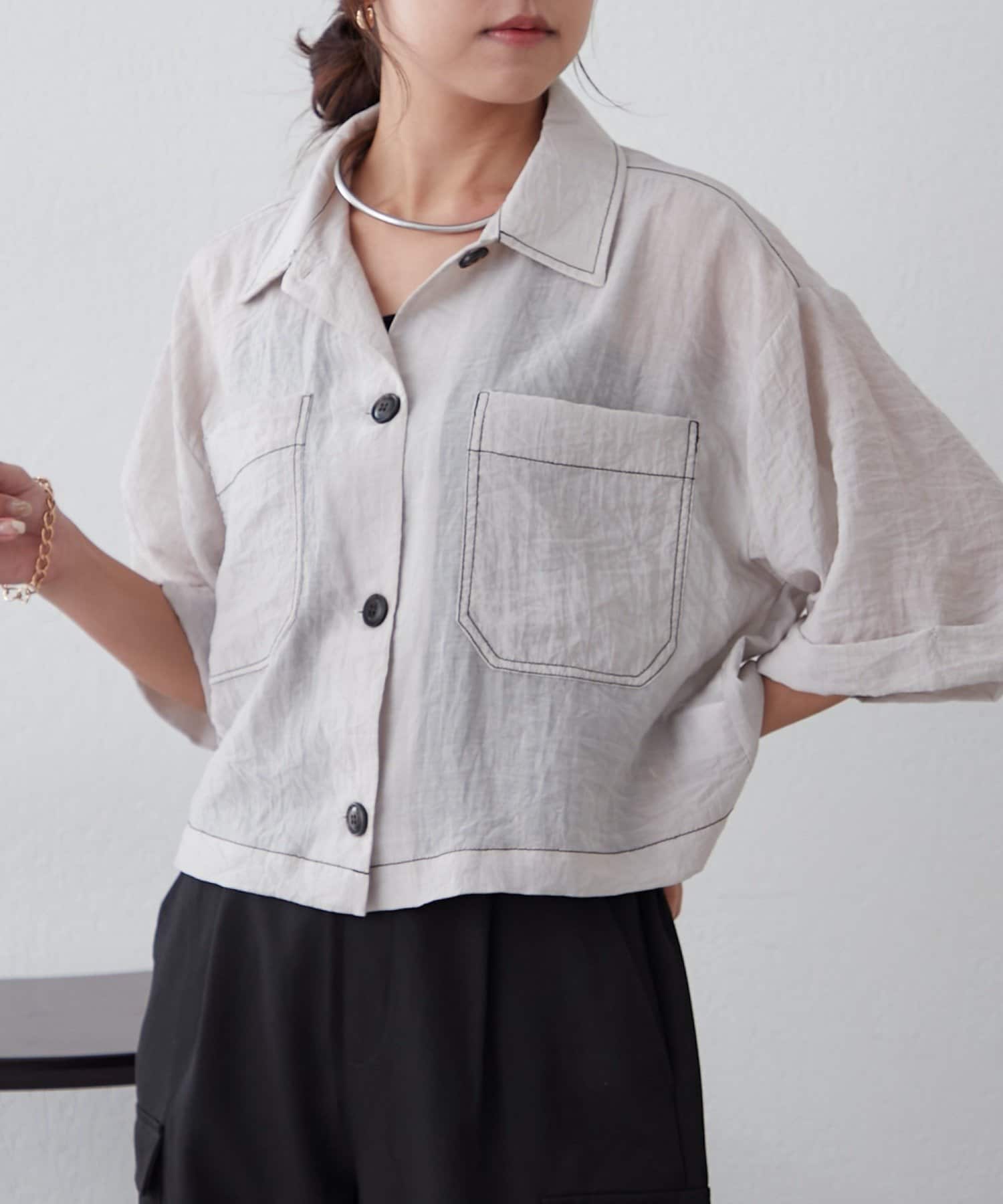 NICE CLAUP / OLIVE des OLIVE OUTLET(ナイスクラップ  / オリーブ デ オリーブ アウトレット) 【ＮＡＯ】ビッグポケットシャツ