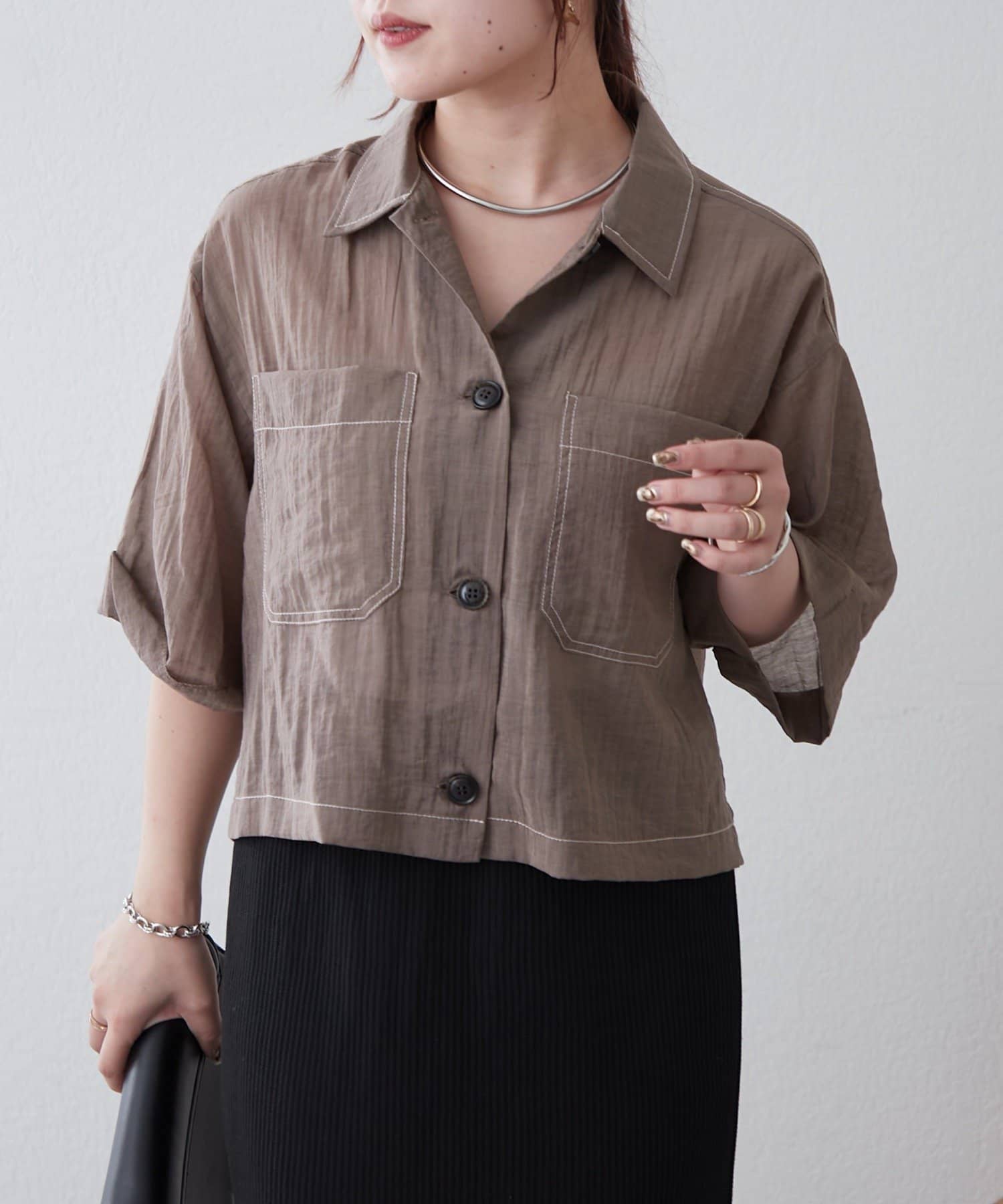 NICE CLAUP / OLIVE des OLIVE OUTLET(ナイスクラップ  / オリーブ デ オリーブ アウトレット) 【ＮＡＯ】ビッグポケットシャツ