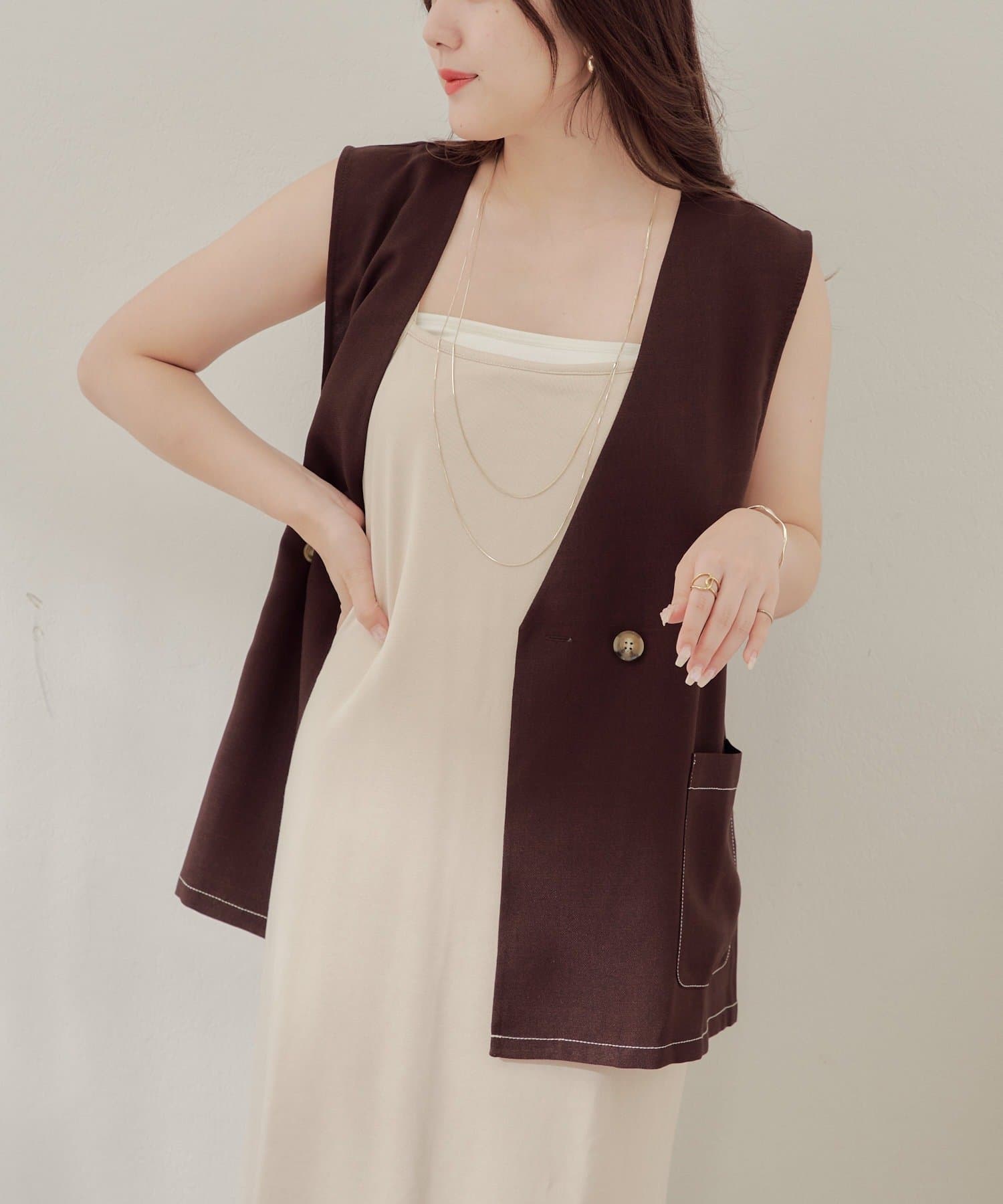 NICE CLAUP / OLIVE des OLIVE OUTLET(ナイスクラップ  / オリーブ デ オリーブ アウトレット) 【RMAF】麻調ベスト