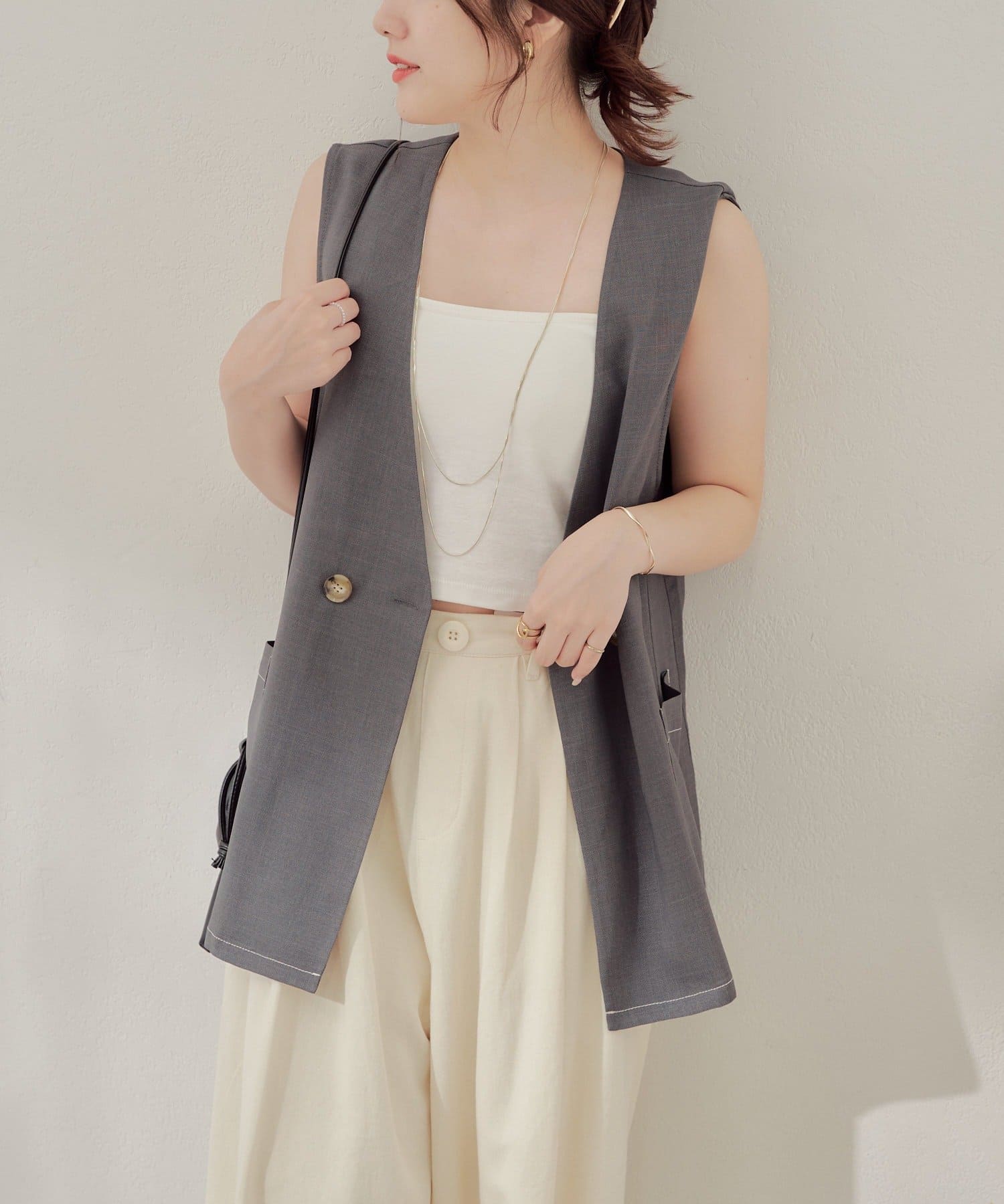 NICE CLAUP / OLIVE des OLIVE OUTLET(ナイスクラップ  / オリーブ デ オリーブ アウトレット) 【RMAF】麻調ベスト