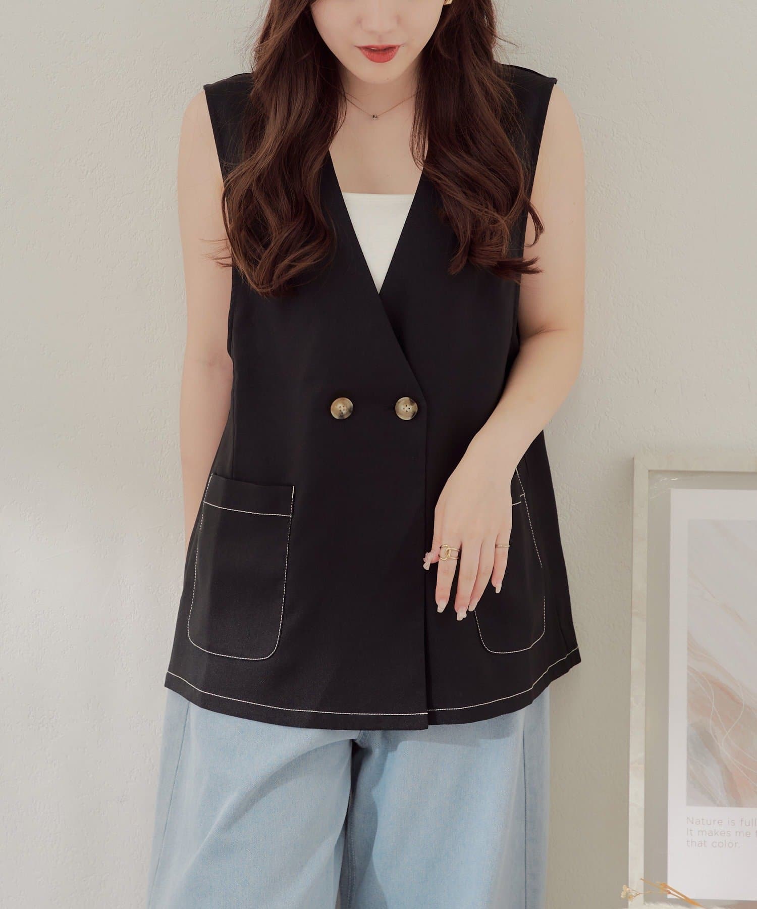 NICE CLAUP / OLIVE des OLIVE OUTLET(ナイスクラップ  / オリーブ デ オリーブ アウトレット) 【RMAF】麻調ベスト