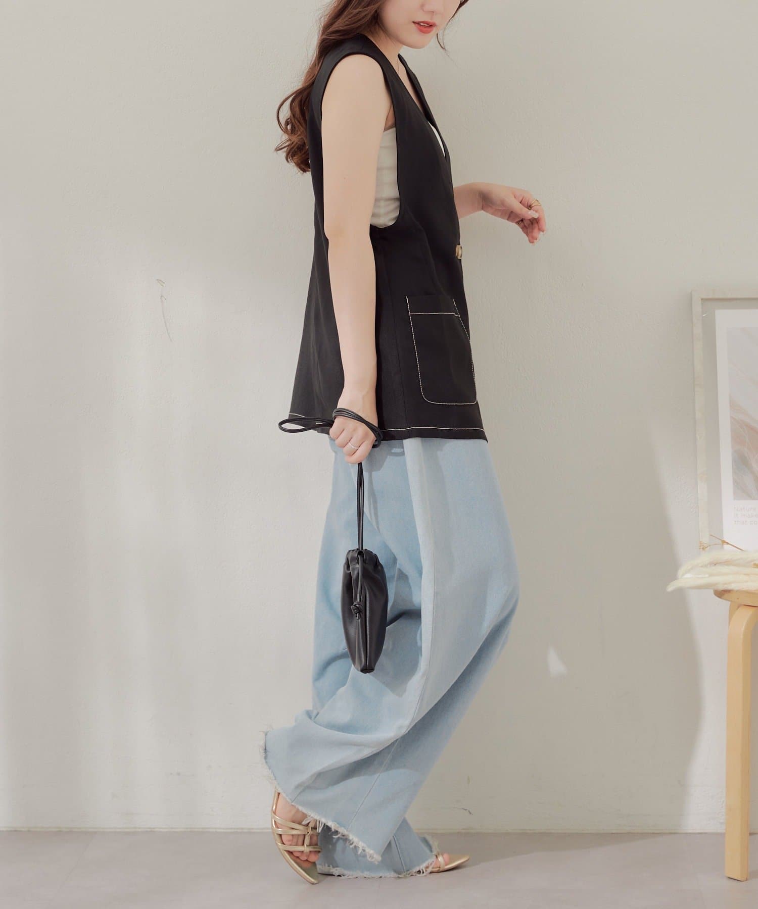 NICE CLAUP / OLIVE des OLIVE OUTLET(ナイスクラップ  / オリーブ デ オリーブ アウトレット) 【RMAF】麻調ベスト