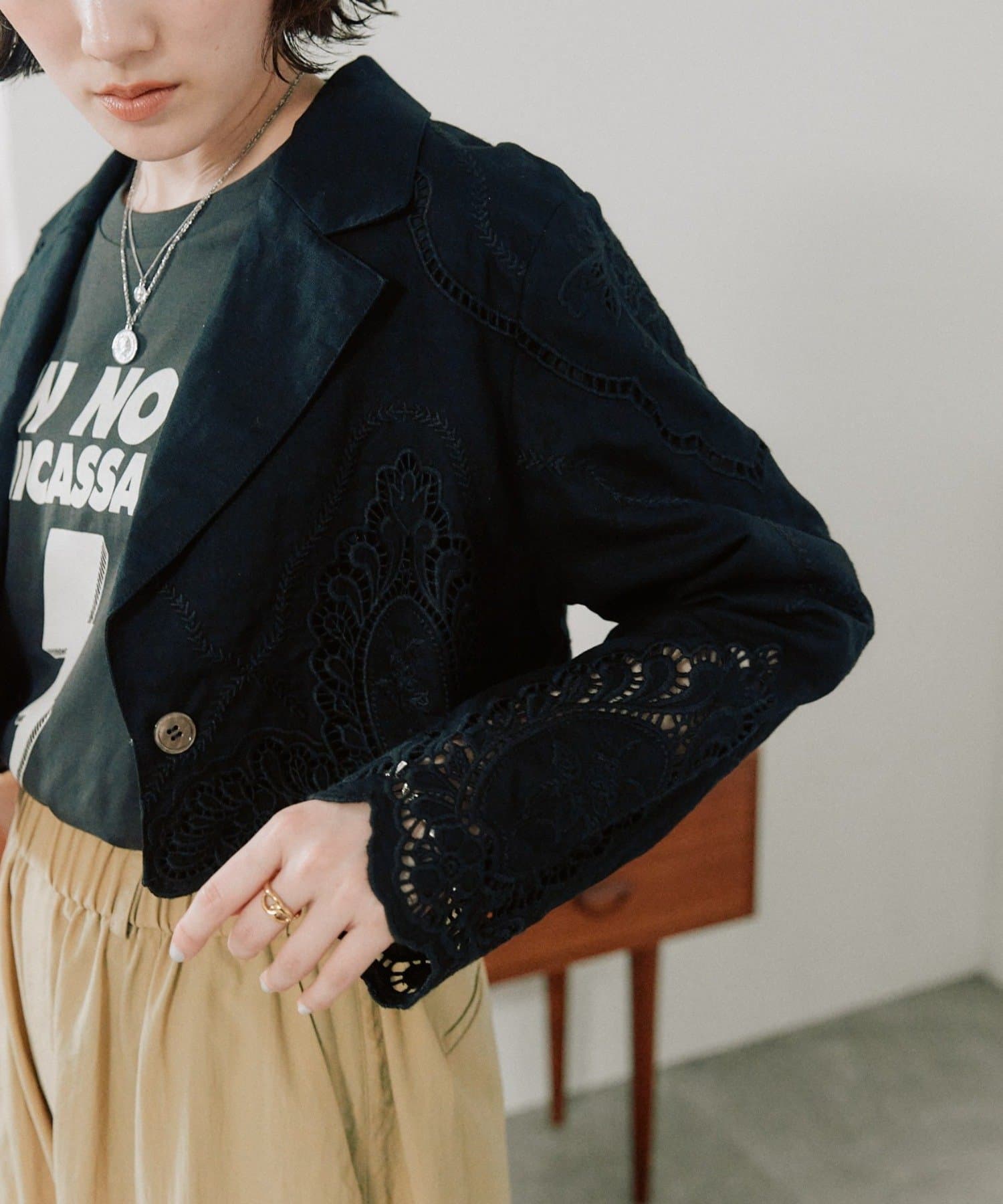 RIVE DROITE(リヴドロワ) 予約【着映え】カットワークショートジャケット