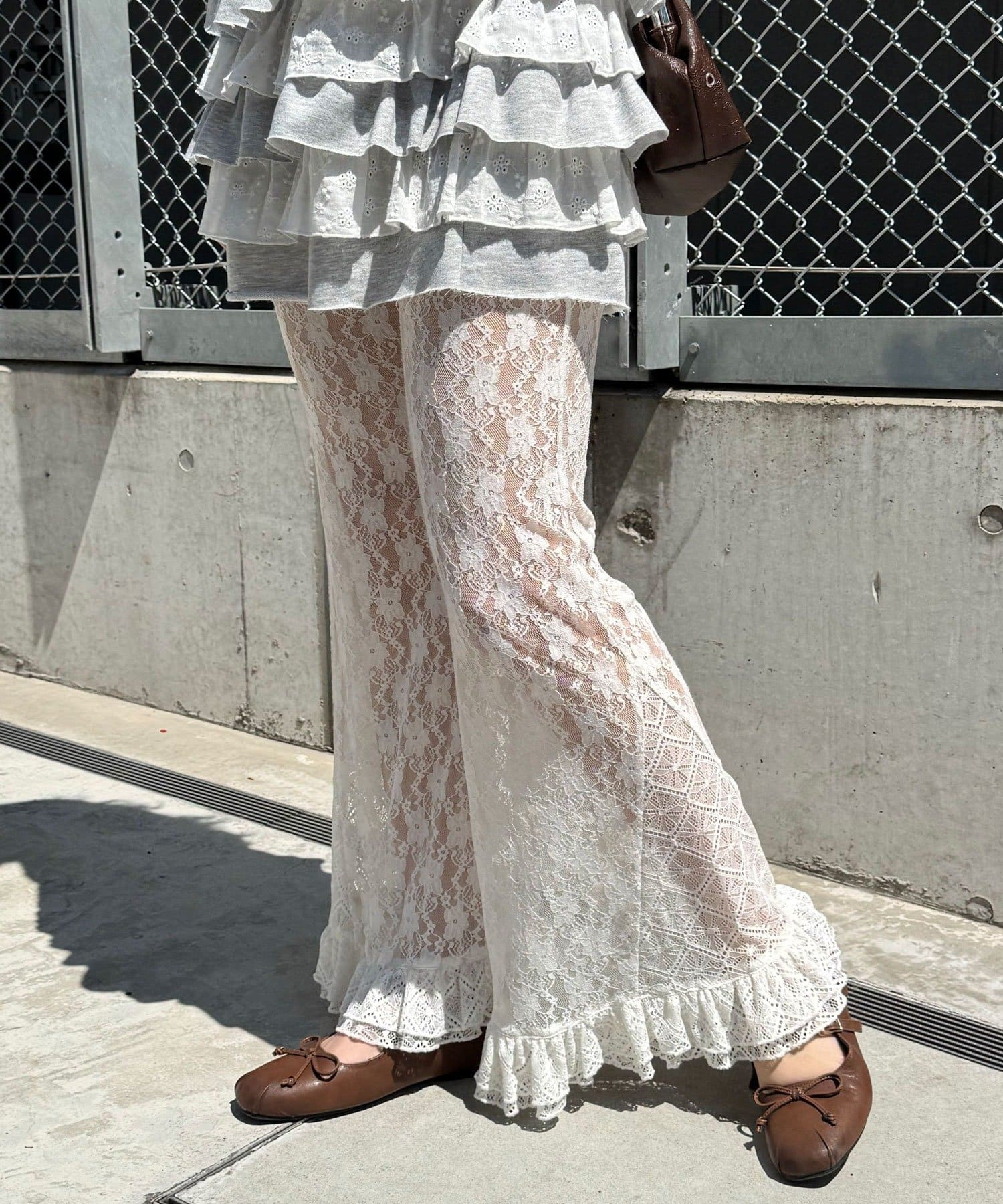CIAOPANIC(チャオパニック) レースフレアレイヤードフリルパンツ