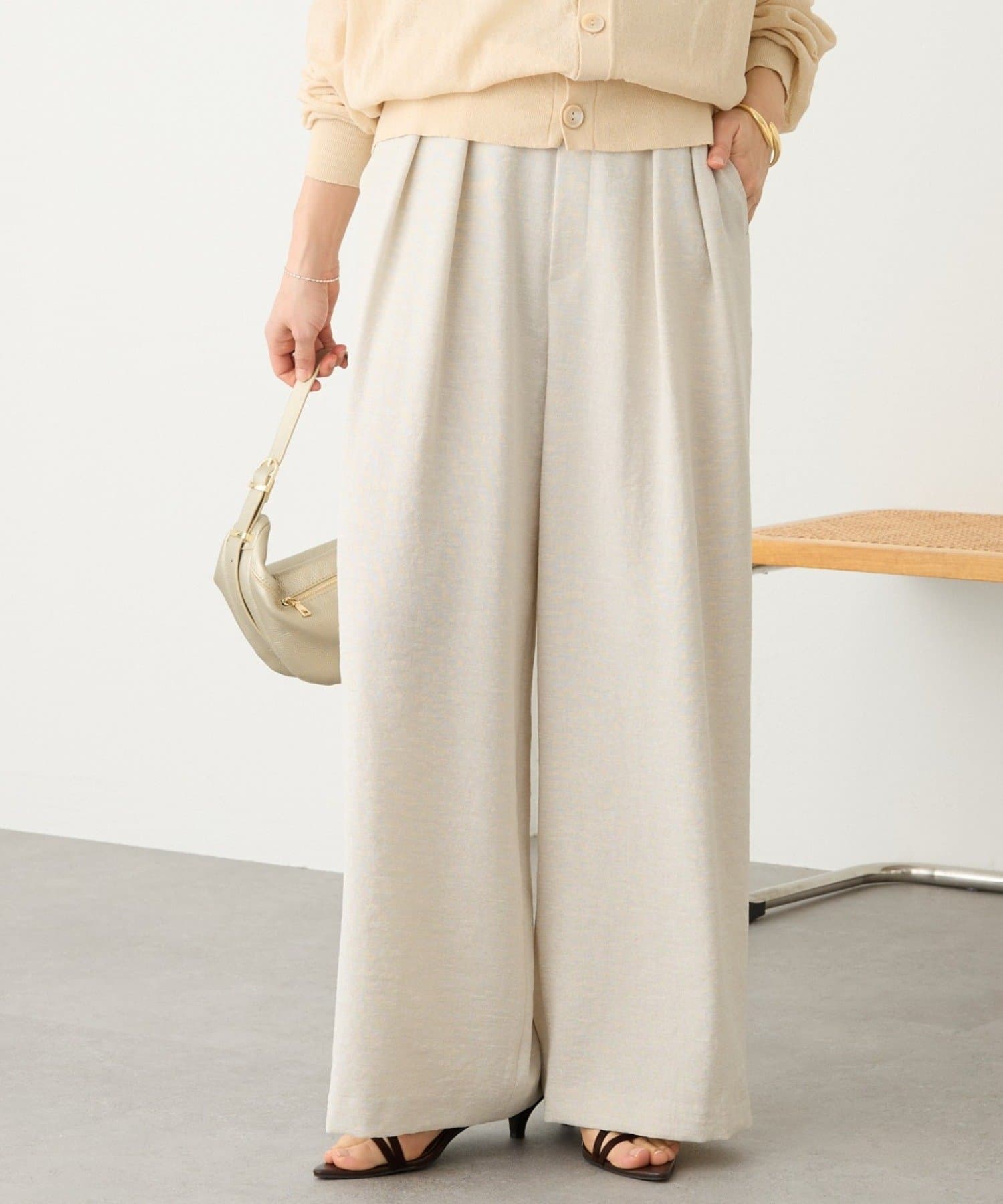 RIVE DROITE(リヴドロワ) 予約【防シワ性/紫外線防止】リネンライクタックワイドスラックス