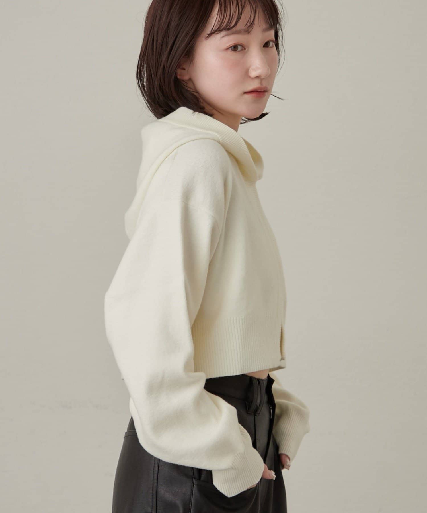 OUTLET(アウトレット) 【mline】ショートニットフーディー