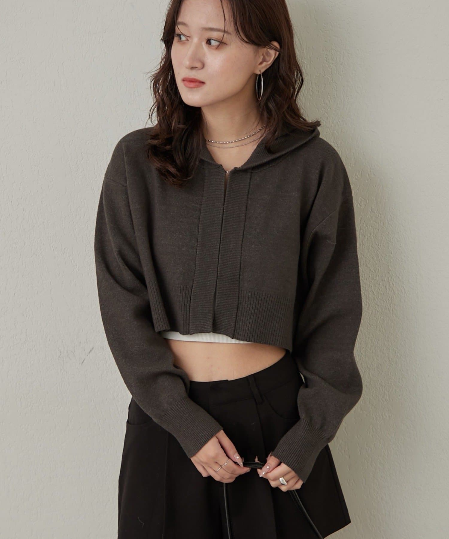 OUTLET(アウトレット) 【mline】ショートニットフーディー