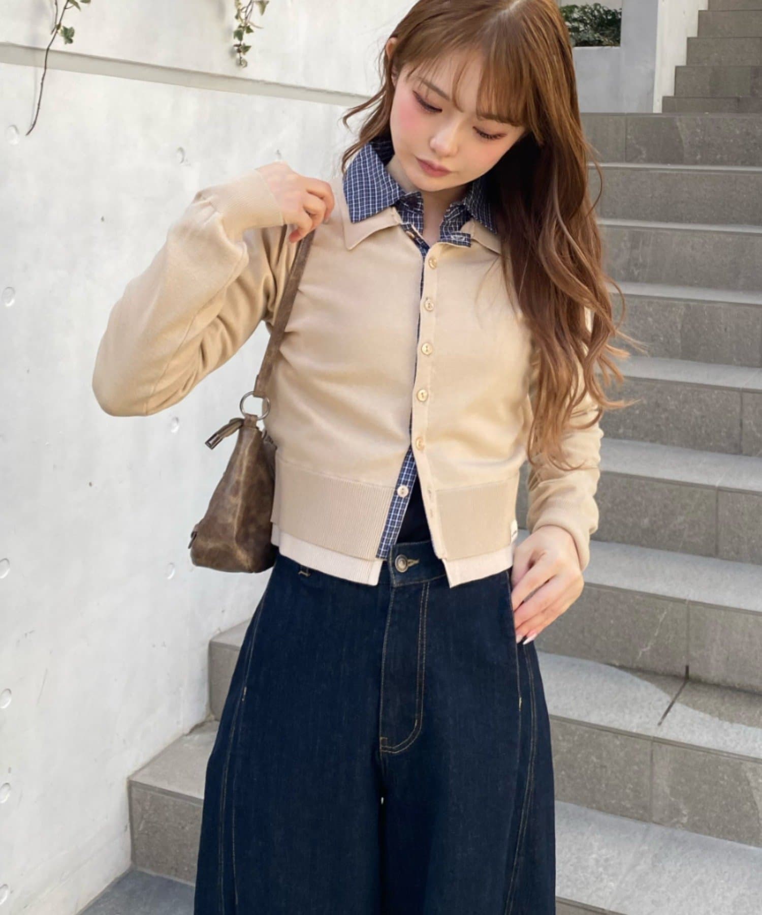 OUTLET(アウトレット) 【RAY CASSIN】シャツレイヤードカーディガン