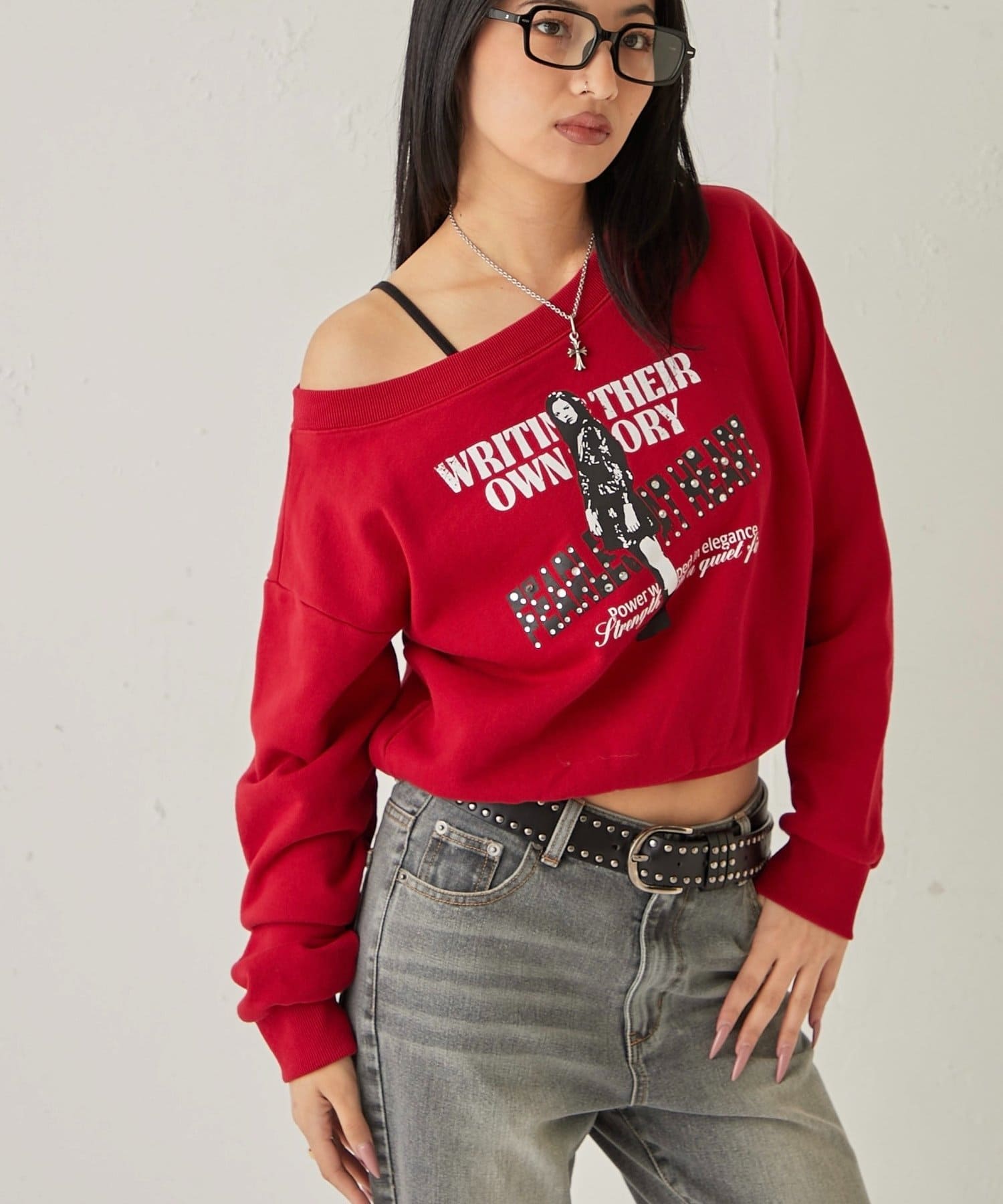 OUTLET(アウトレット) 【WHO'S WHO gallery】ラインストーンコンパクトオフショル