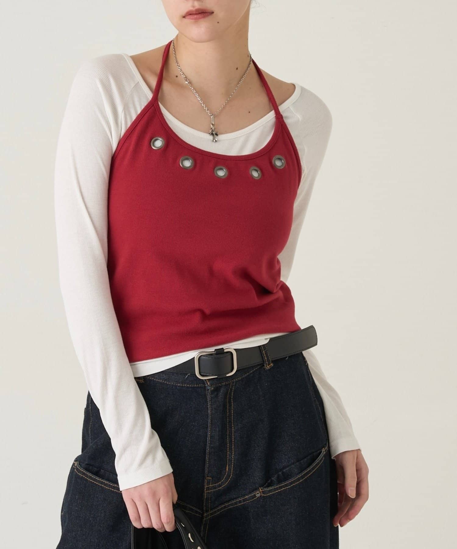 OUTLET(アウトレット) 【WHO'S WHO gallery】アイレットホルターレイヤードトップス