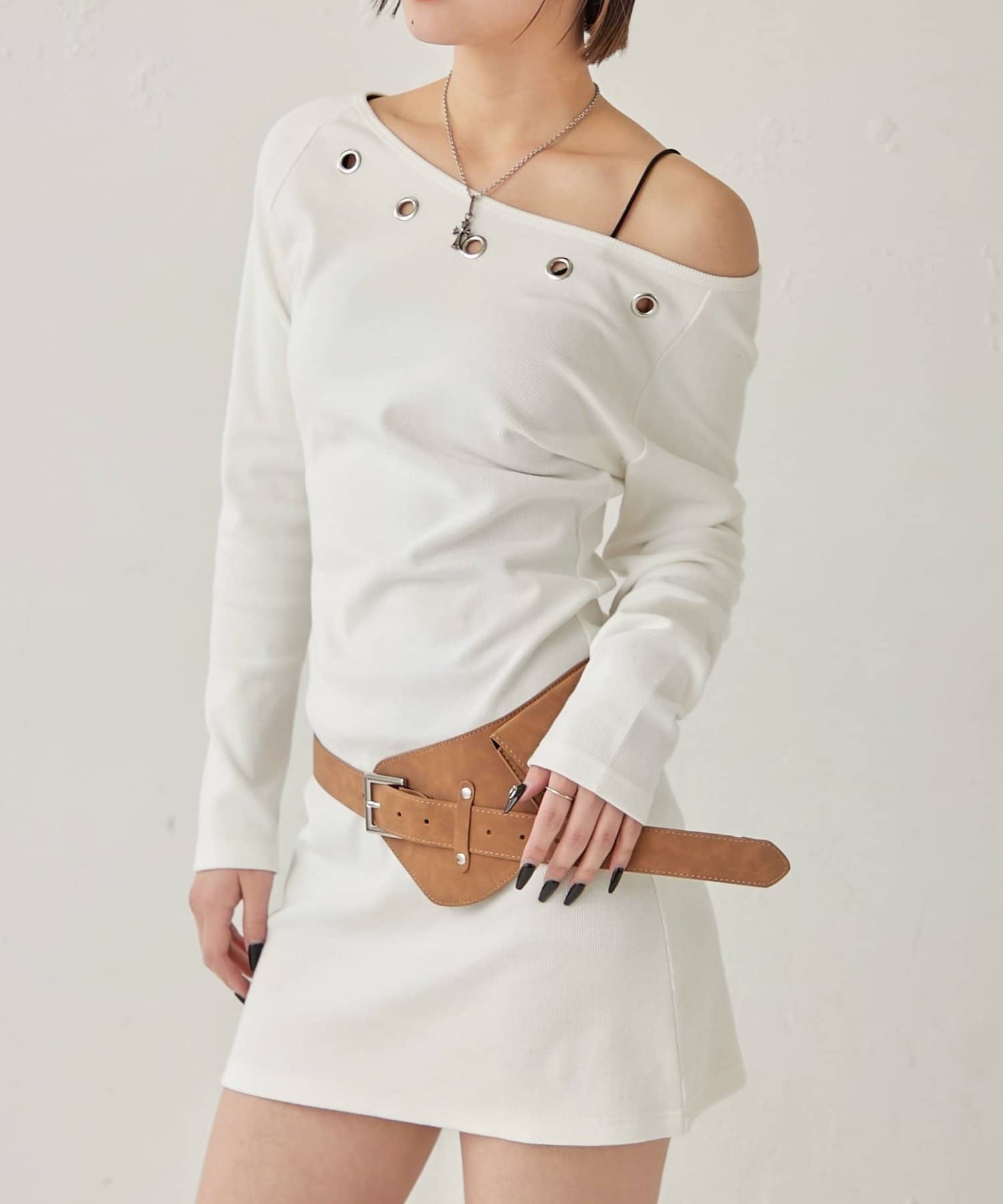 OUTLET(アウトレット) 【WHO'S WHO gallery】アイレットリブワンピース