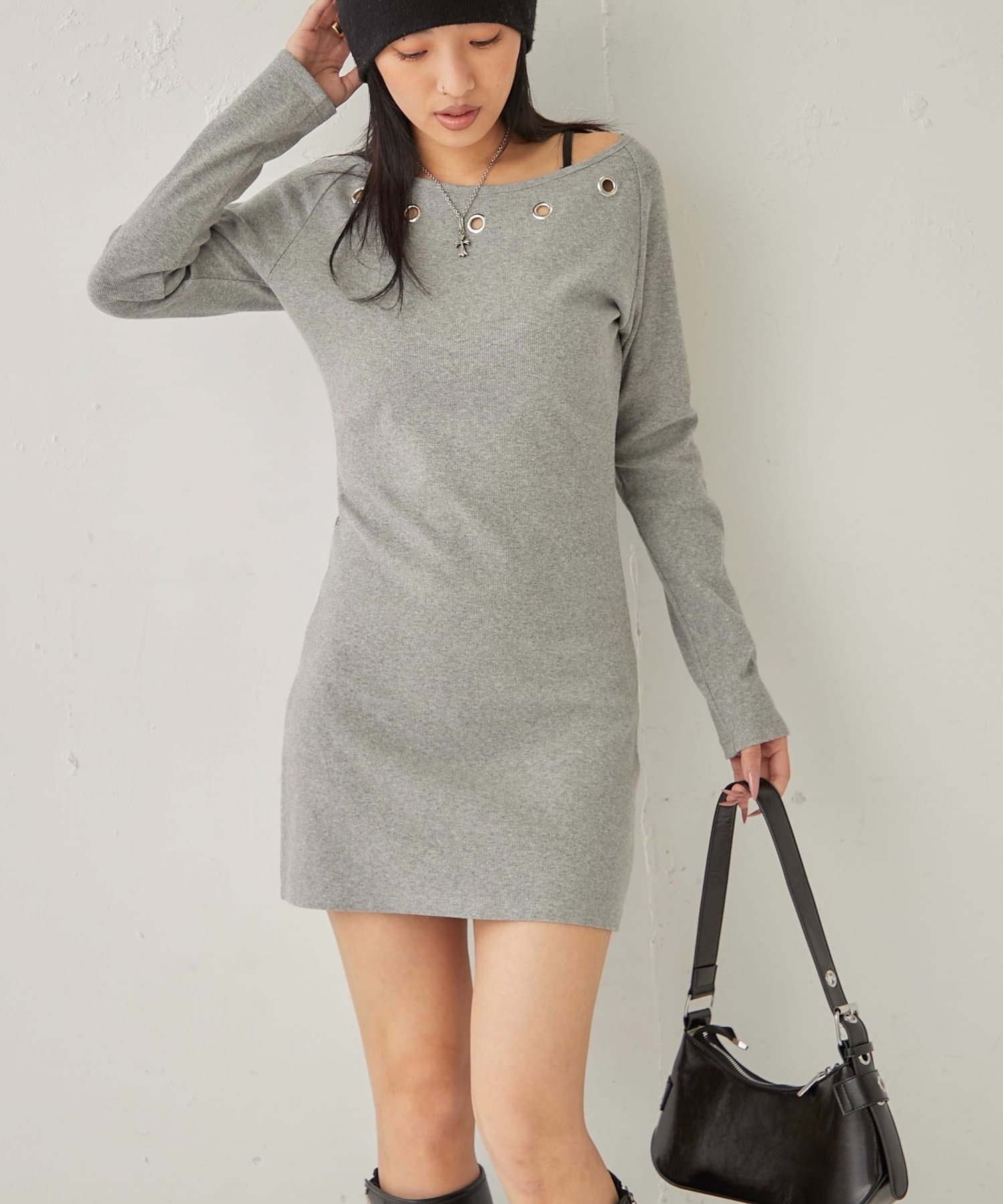 OUTLET(アウトレット) 【WHO'S WHO gallery】アイレットリブワンピース