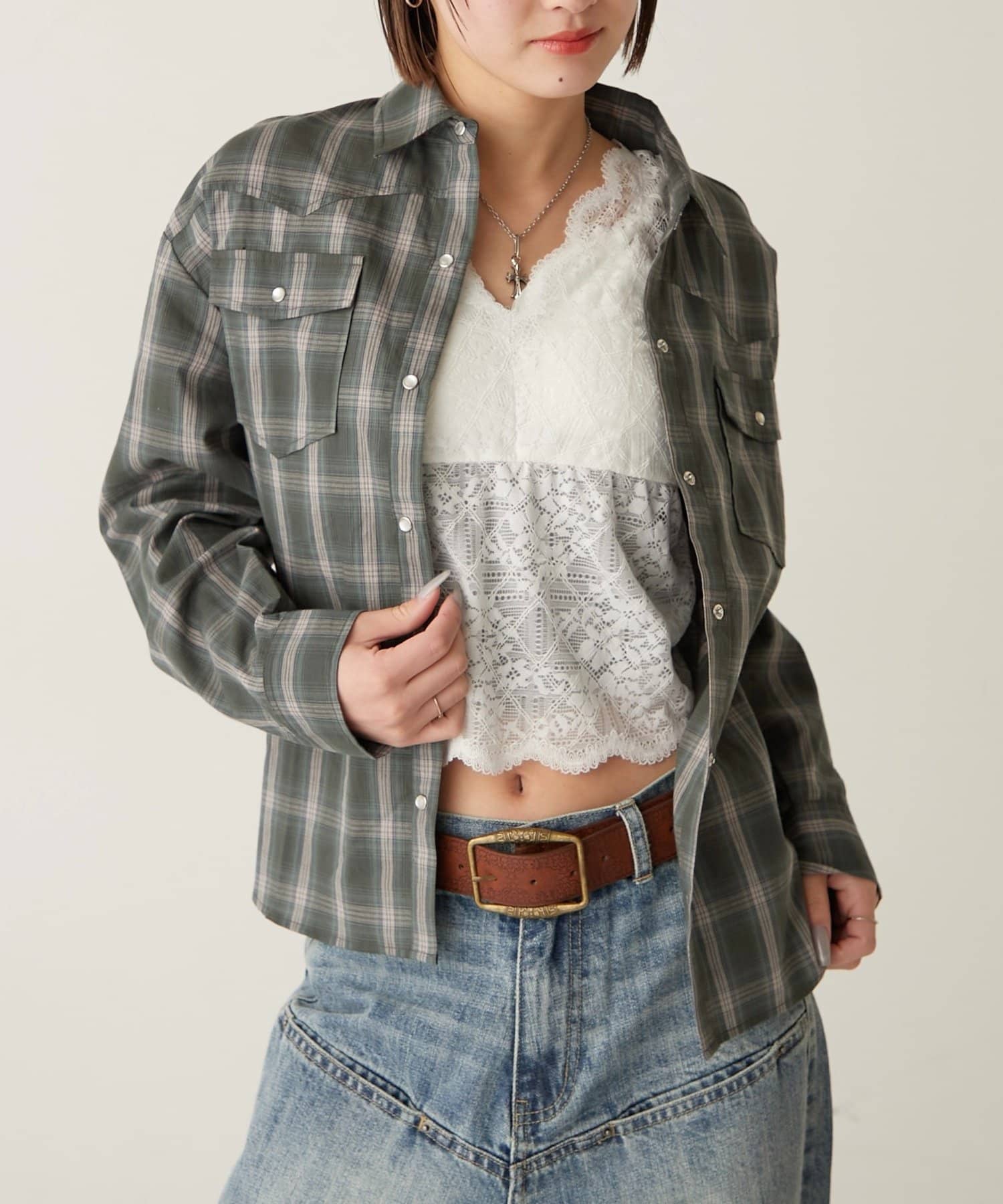 OUTLET(アウトレット) 【WHO'S WHO gallery】チェックウエスタンシャツ