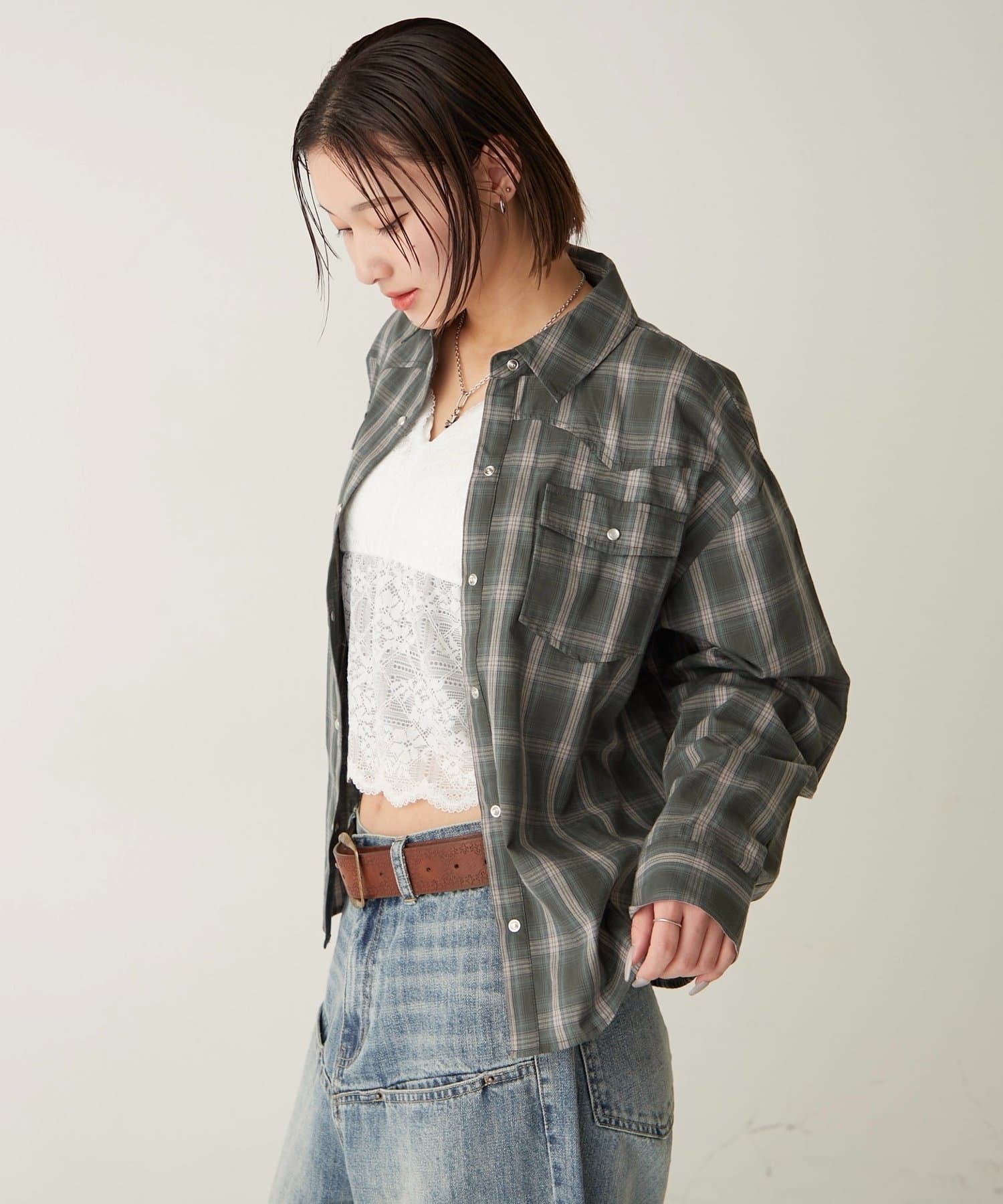 OUTLET(アウトレット) 【WHO'S WHO gallery】チェックウエスタンシャツ