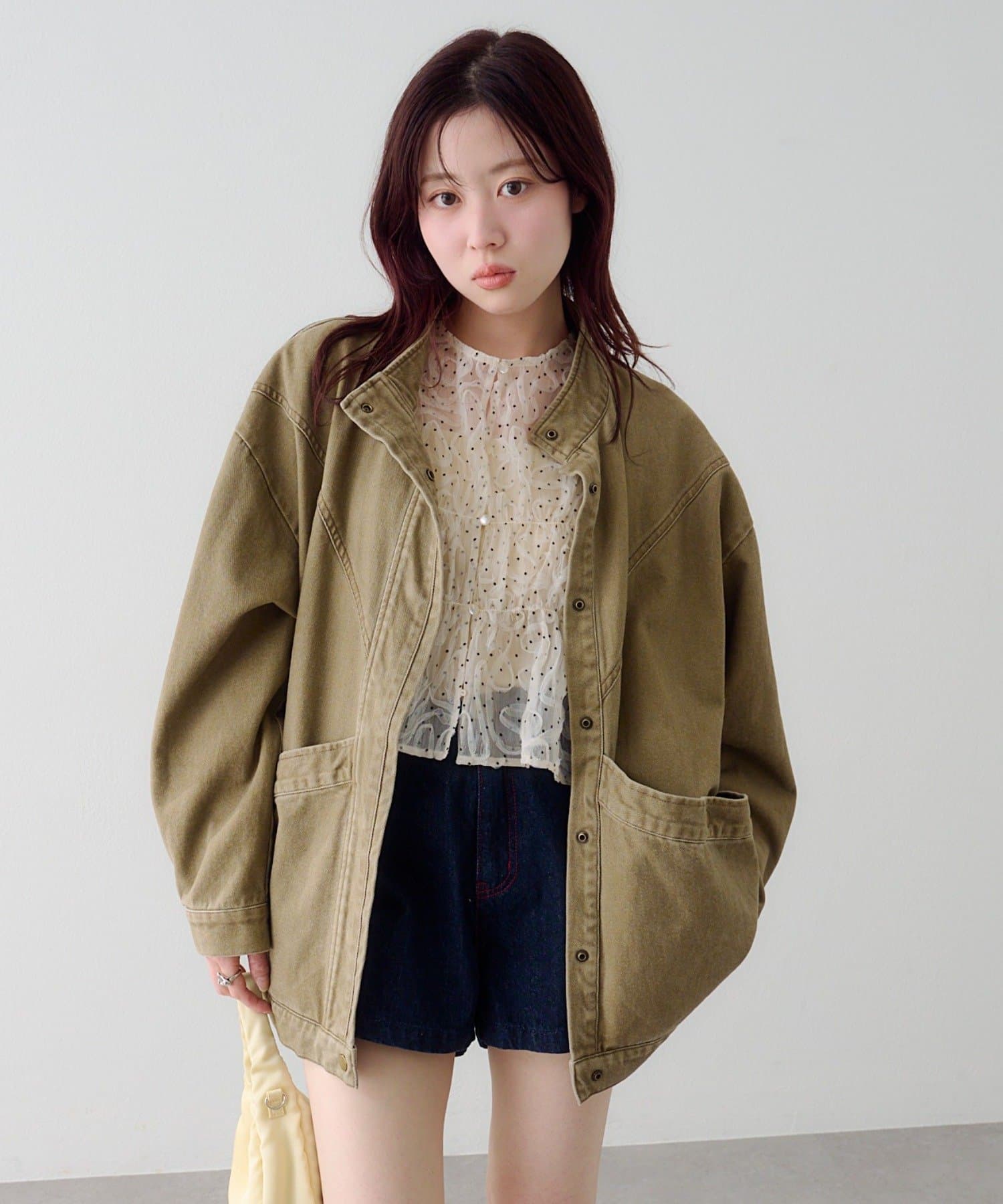 OUTLET(アウトレット) 【Kastane】【ティペット付き】カラーツイルレース付きジャケット