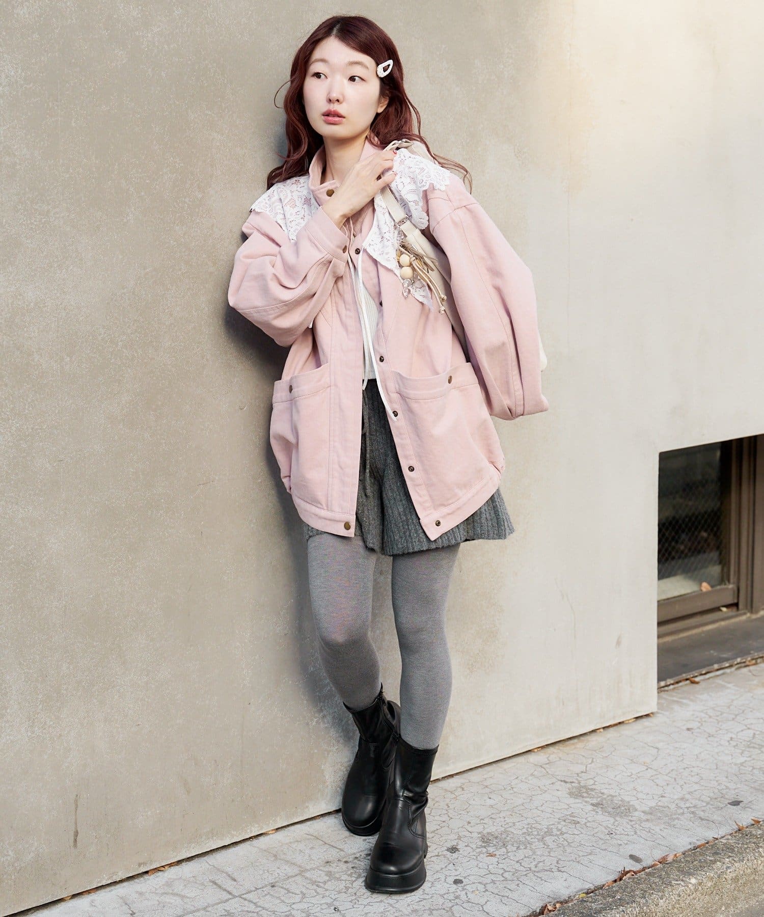 OUTLET(アウトレット) 【Kastane】【ティペット付き】カラーツイルレース付きジャケット