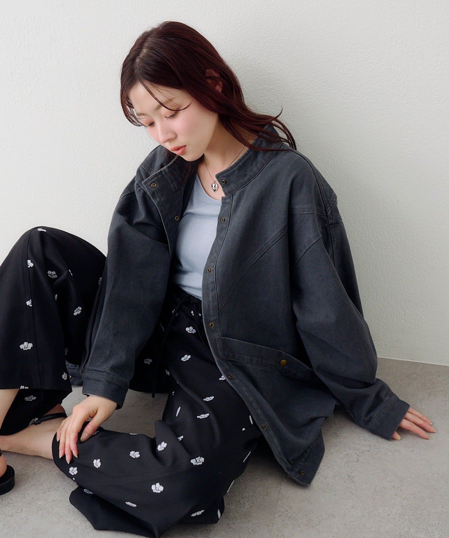 OUTLET(アウトレット) 【Kastane】【ティペット付き】カラーツイルレース付きジャケット