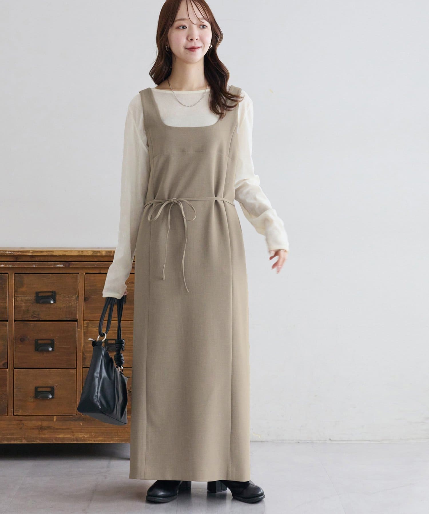 OUTLET(アウトレット) 【Discoat】Uネックノースリワンピース