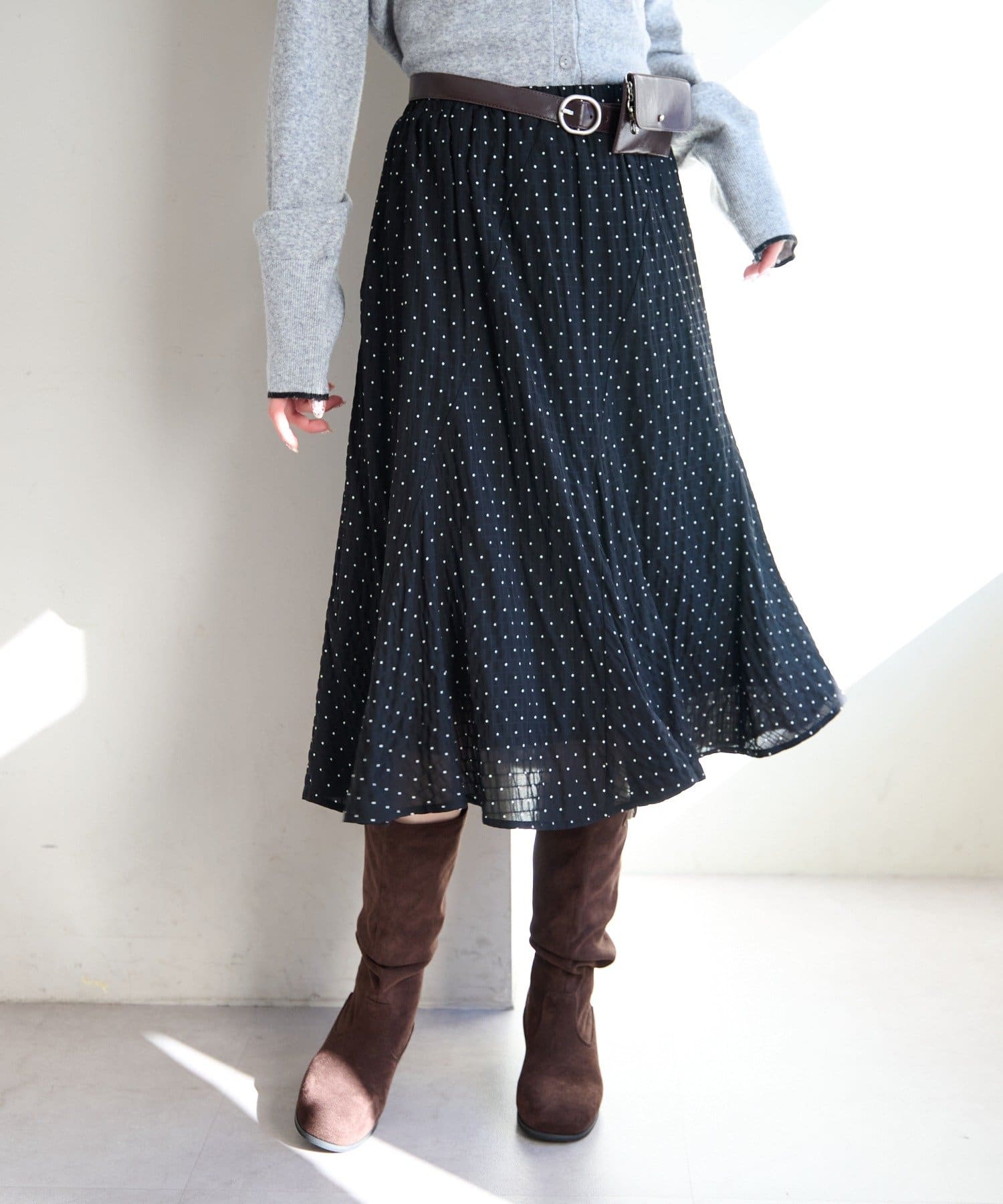 OUTLET(アウトレット) 【Kastane】ドットシアーミドルスカート