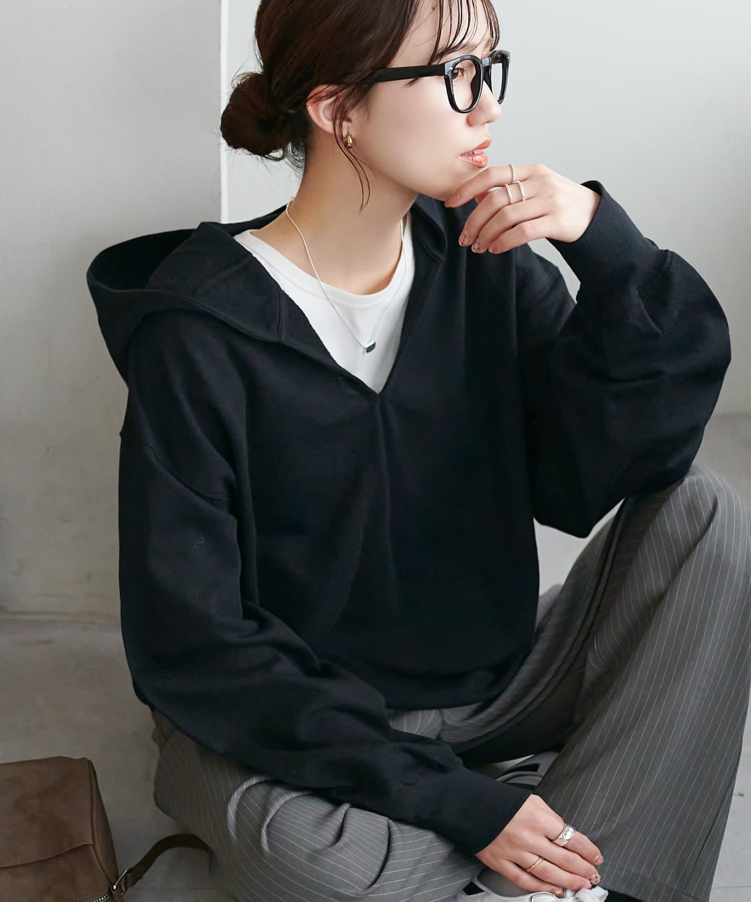 OUTLET(アウトレット) 【Discoat】シアー裏毛フード付きスキッパープルオーバー