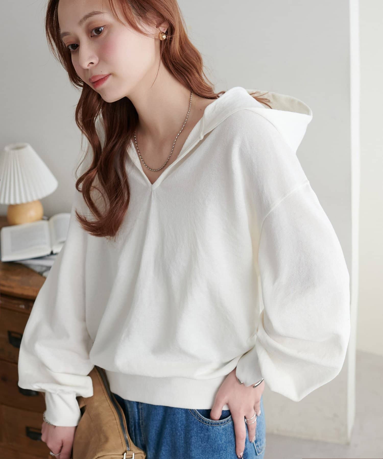 OUTLET(アウトレット) 【Discoat】シアー裏毛フード付きスキッパープルオーバー