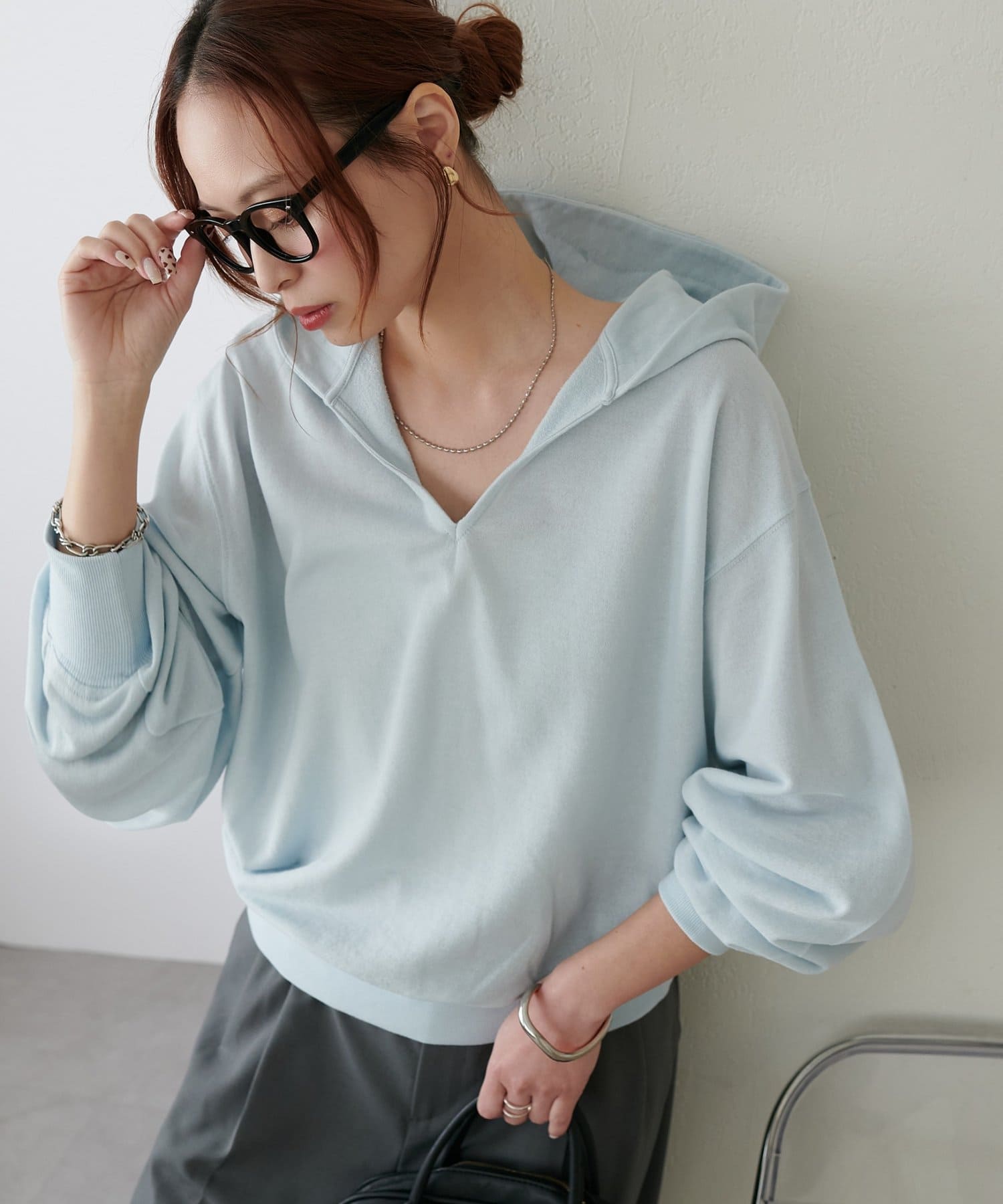 OUTLET(アウトレット) 【Discoat】シアー裏毛フード付きスキッパープルオーバー